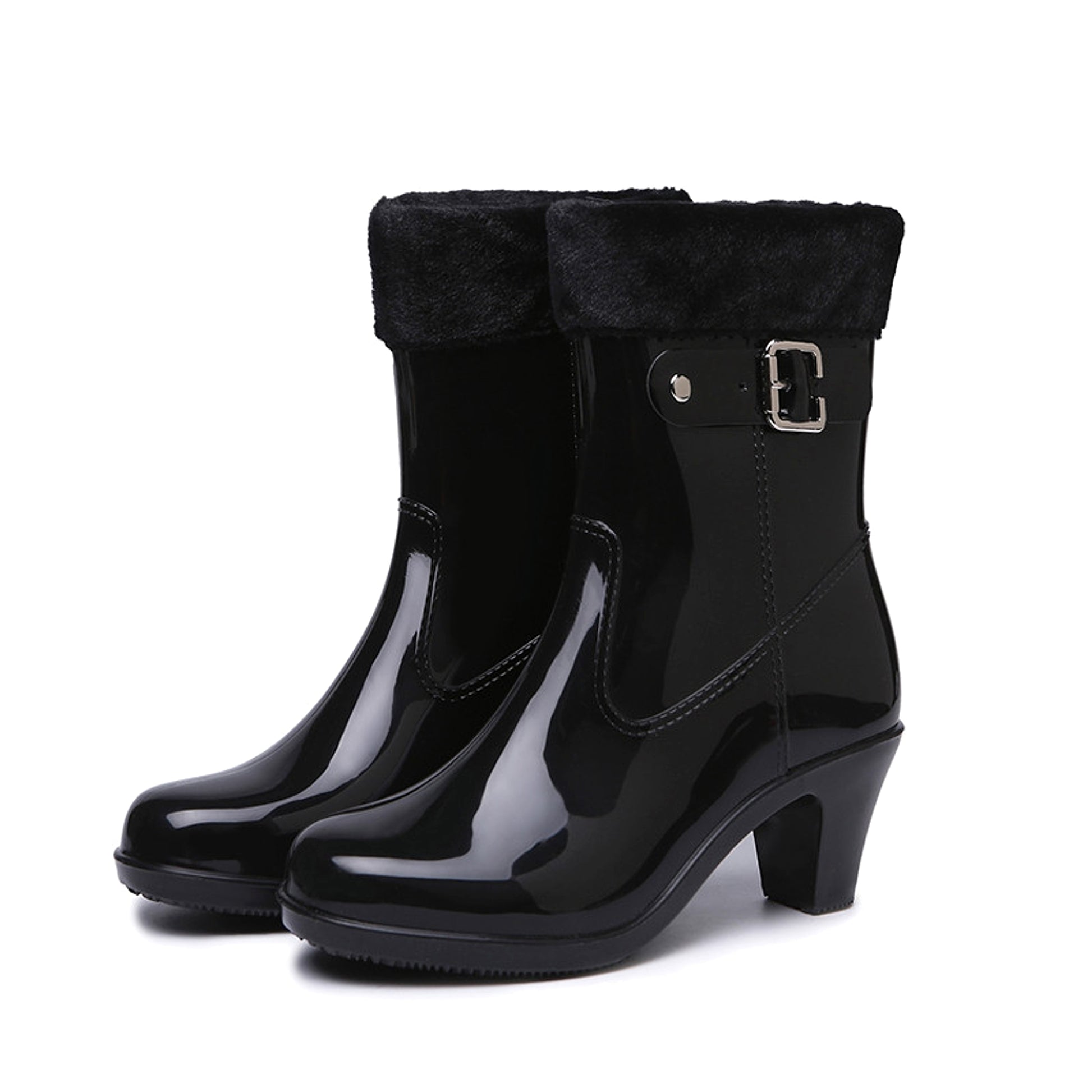 Fashion Buckle Rain Boots Female Mid-tube Non-slip Rubber Shoe Covers - enhanced image 7
