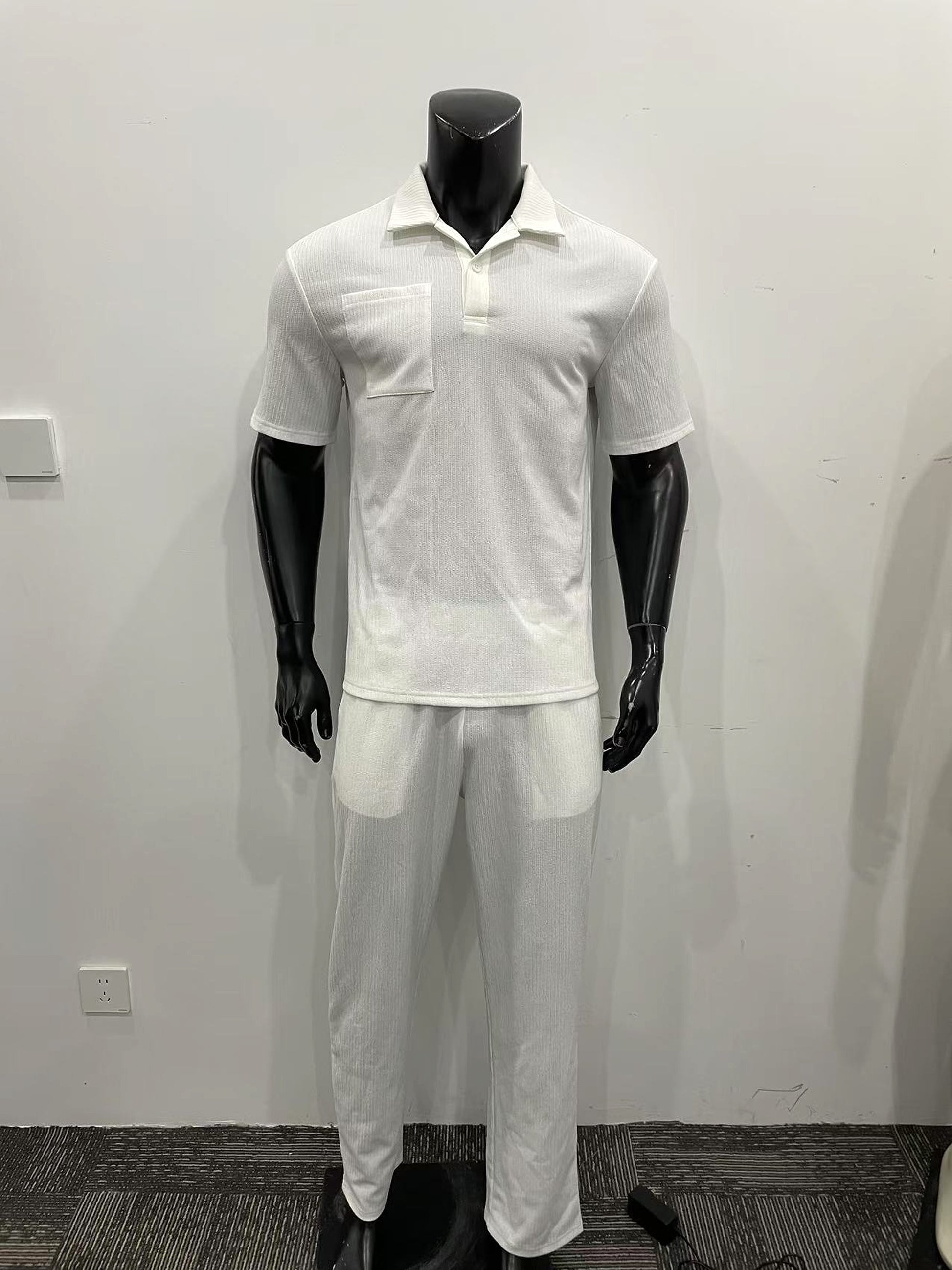 Fashion Casual Polo Short Sleeve Shirt Trousers Two-piece Set Men's Suit - enhanced image 7