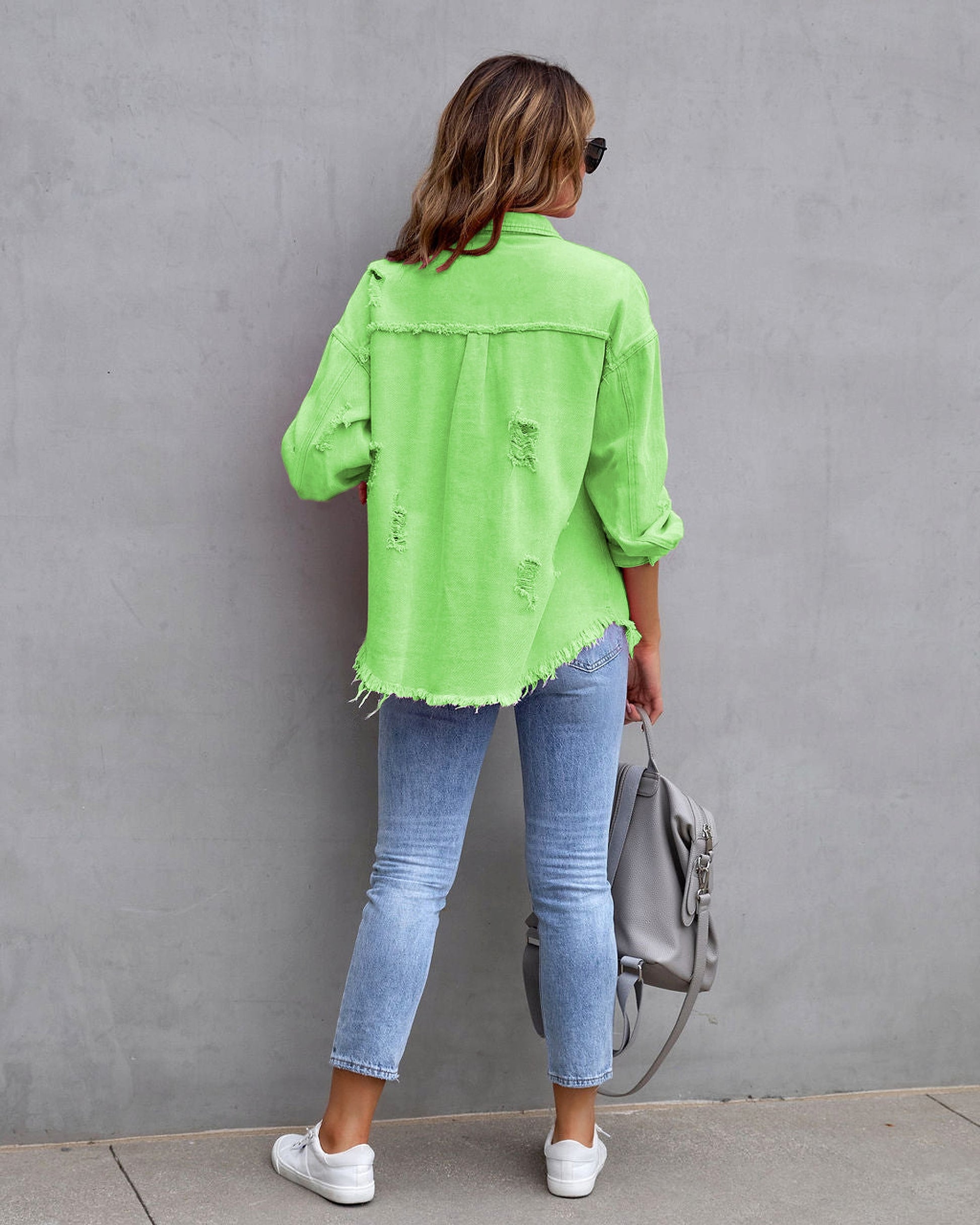 Fashion Ripped Shirt Jacket Female Autumn And Spring Casual Tops Womens Clothing - enhanced image 7