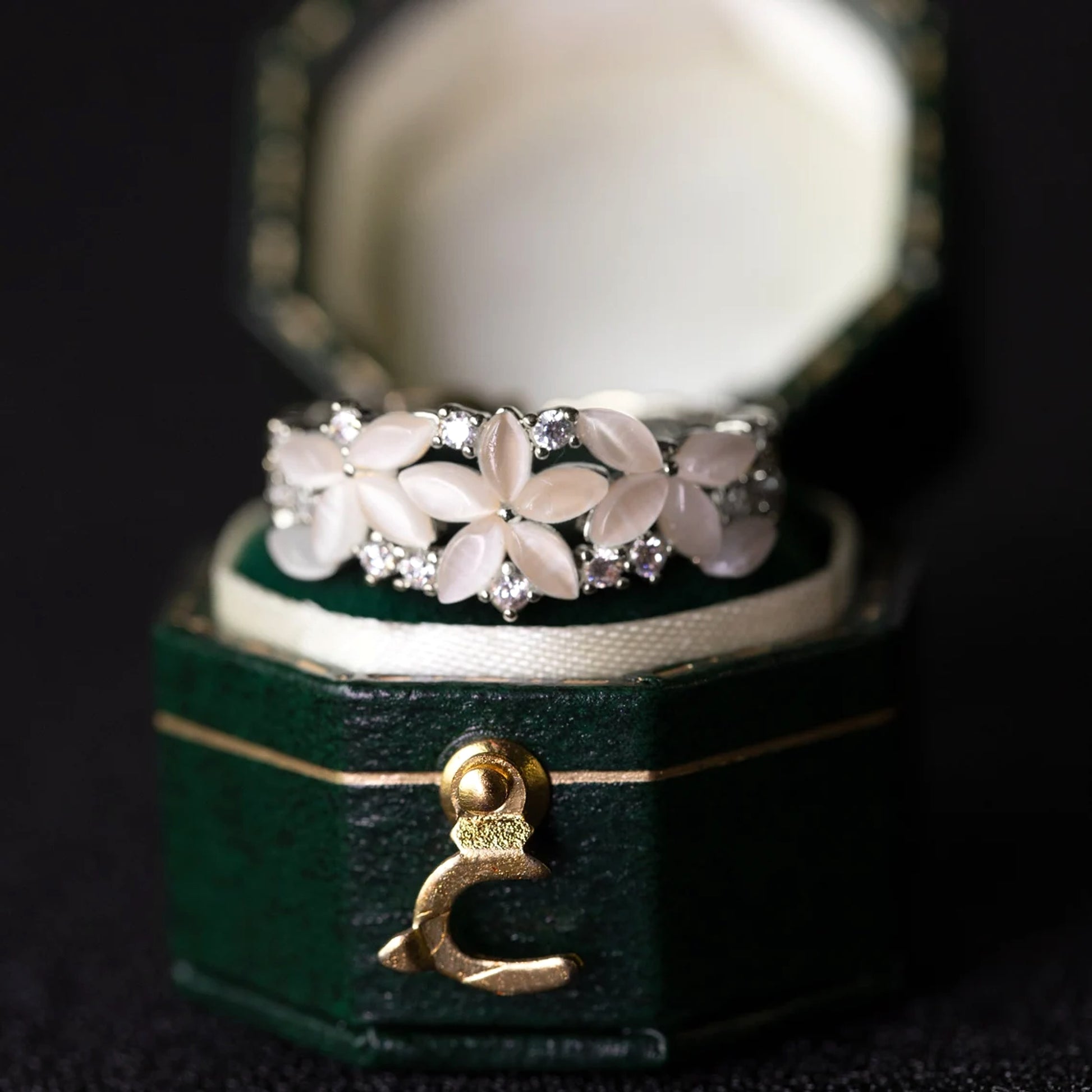 Elegance Blossom: Vintage Floral Wedding Ring - enhanced image 7
