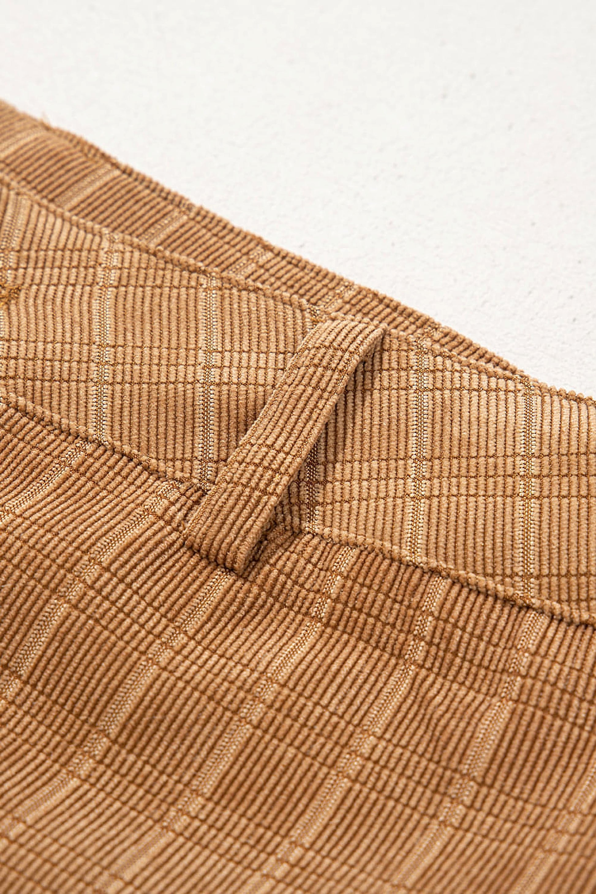 Grapefruit Orange Checkered Corduroy Flare High Waist Pants - enhanced image 7