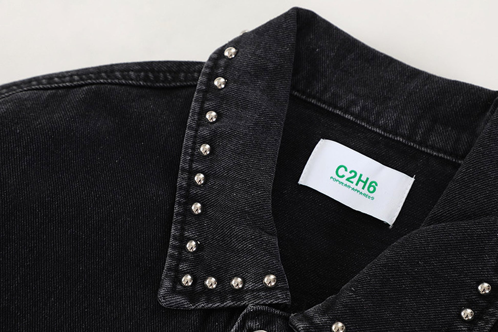 Heavy Beaded Black Denim Jacket For Men And Women - enhanced image 7