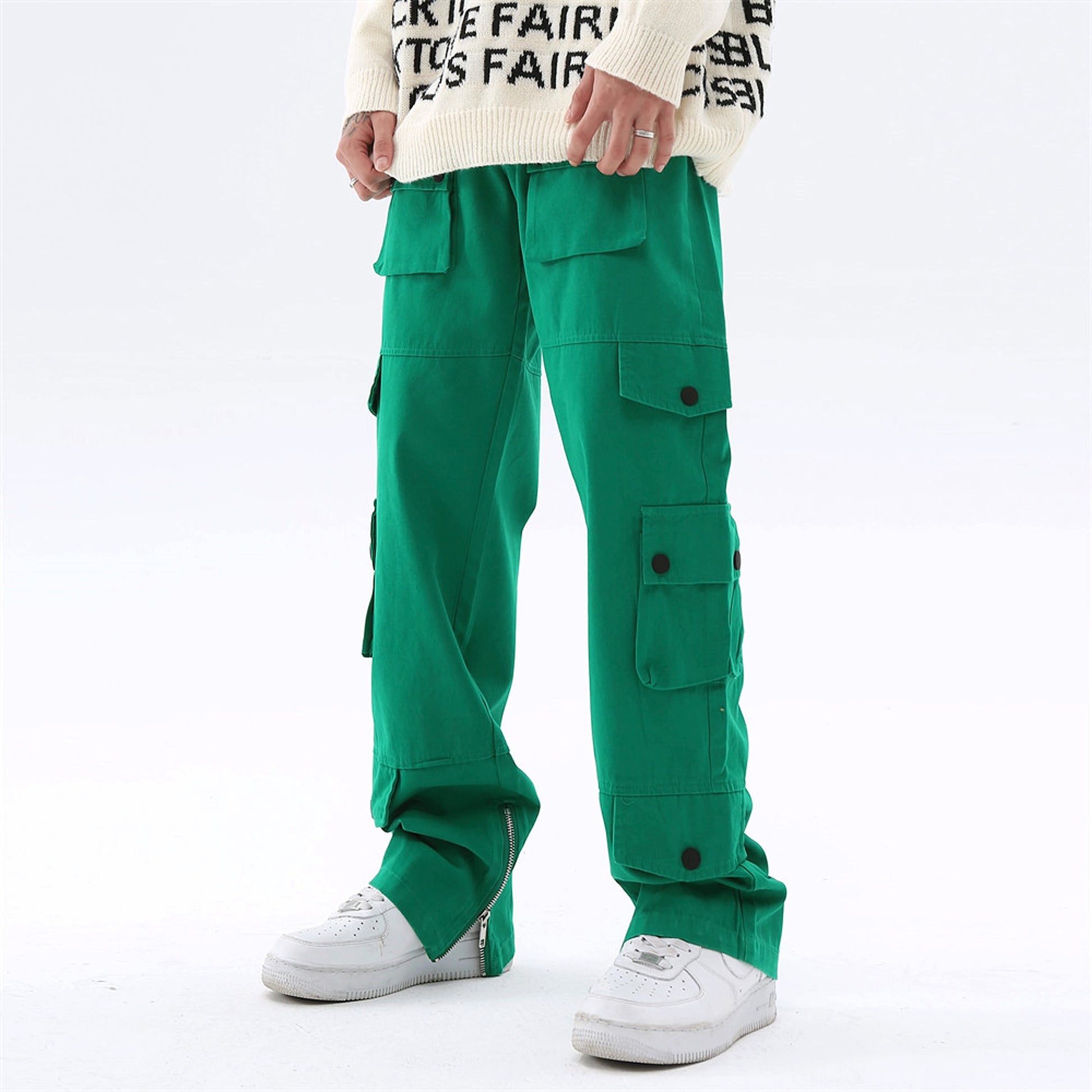 High Street Loose Hem Zip-Slit Straight-Leg Trousers Men Jeans - enhanced image 7