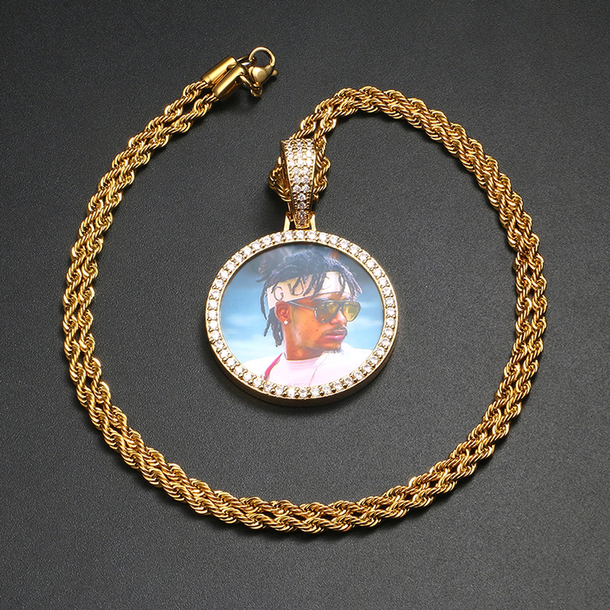 Hip Hop Personalized Pendant Photo Necklace - enhanced image 7