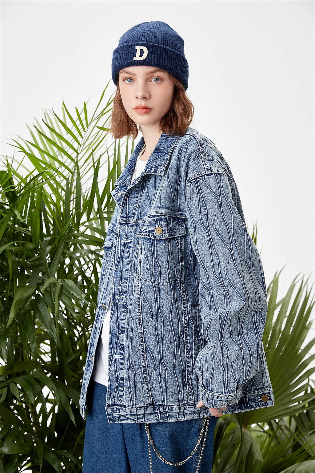 Jacquard Stone Washed Denim Jacket For Men And Women - enhanced image 7