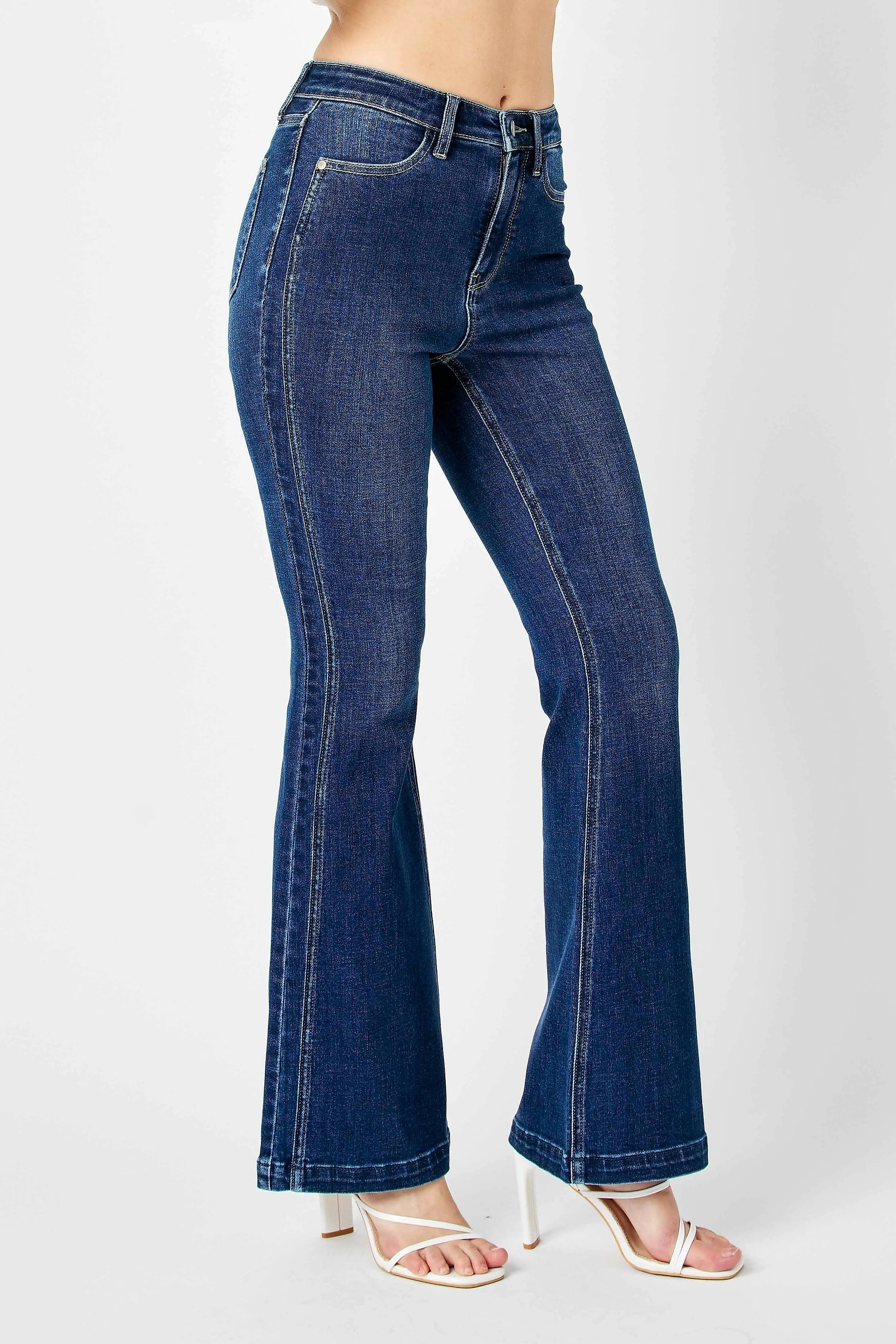 Judy Blue Full Size Hw Angled Side Seam Detail Flare Jeans Plus Size - enhanced image 7