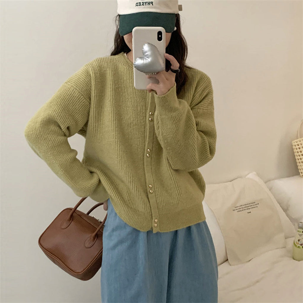 Korean Style Women's Long Sleeve Sweater Coat - enhanced image 7
