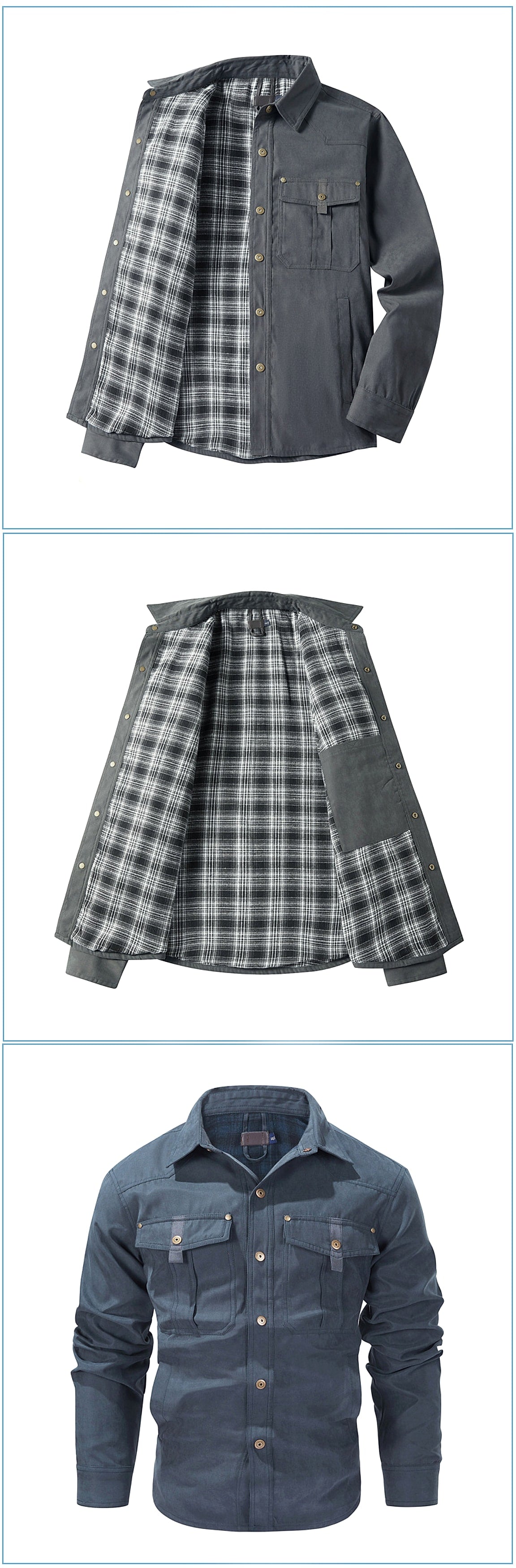 A.1 Lapel Plaid Flannel Casual Retro Western Style Jacket Men - enhanced image 7