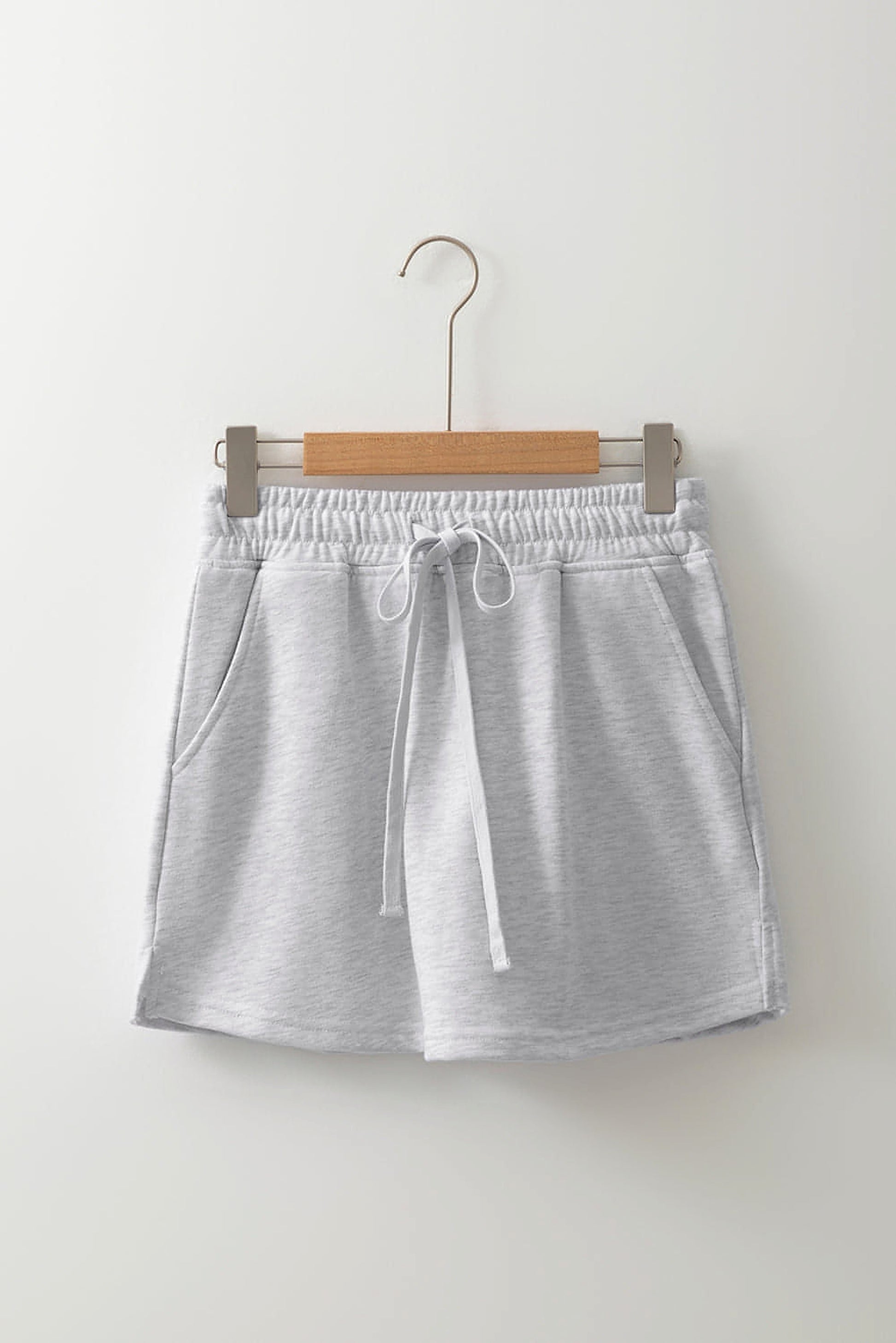 Light Grey French Terry Drawstring Mini Skort with Pockets - enhanced image 7
