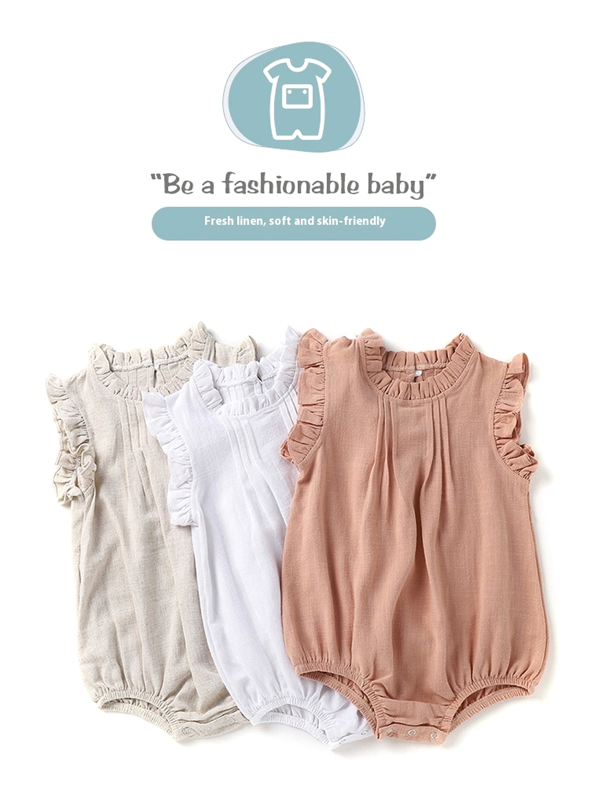 LinoNest™ – Linen Baby Romper with Soft Straps - enhanced image 7