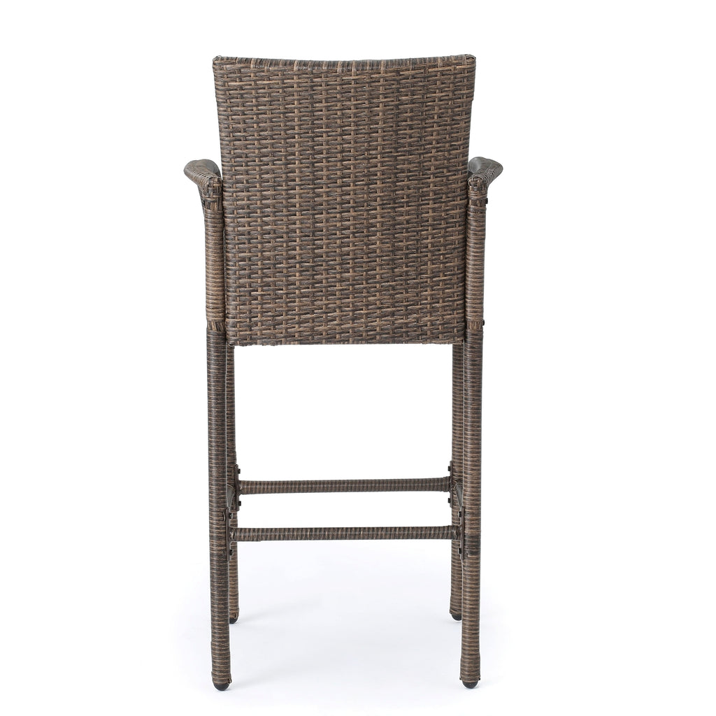 LuneluX_Home – Modern Outdoor Rattan Bar Stool (Brown) - enhanced image 7