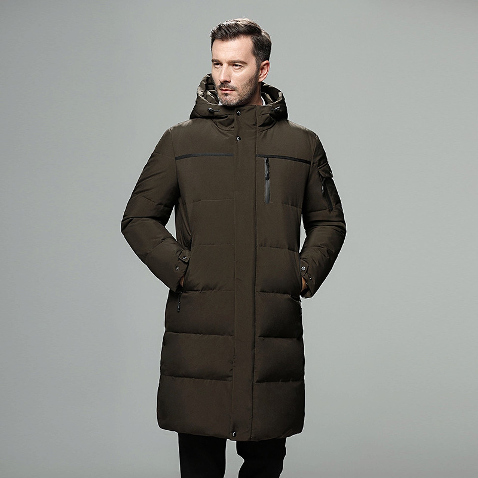 Long padded down jacket for men - enhanced image 7