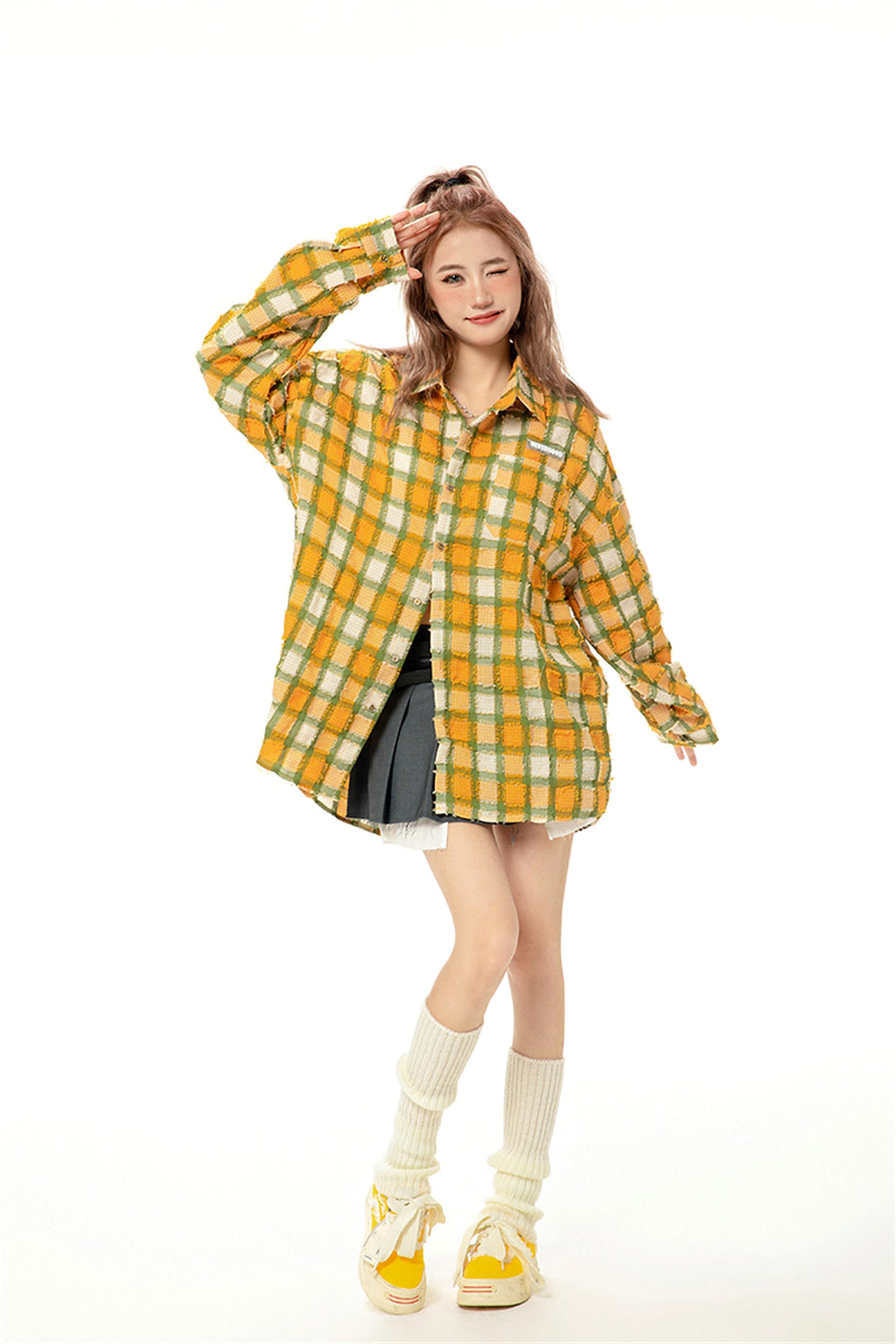 Loose Casual  High Street Frayed Design Lapel Women DressShirt - enhanced image 7