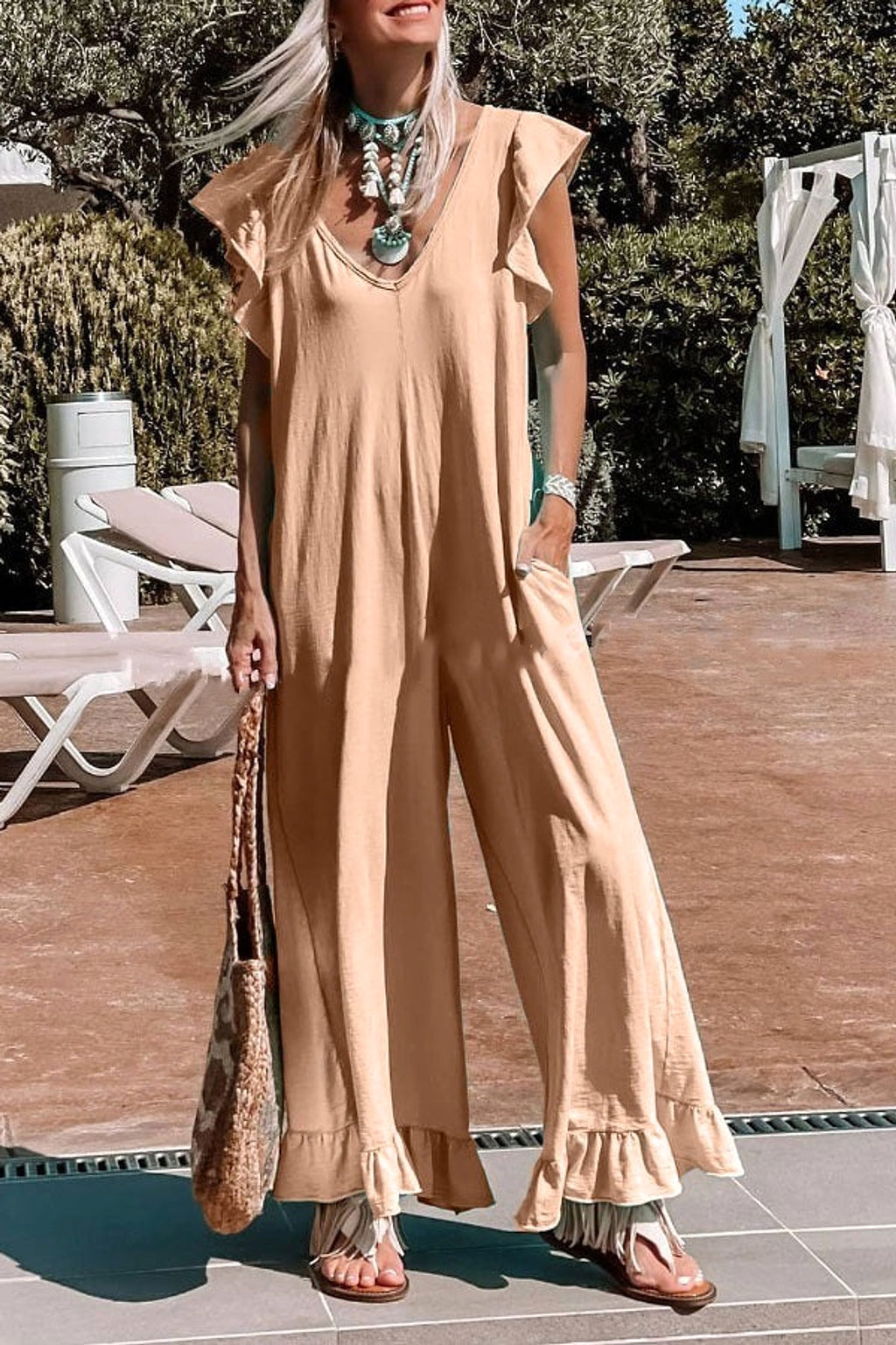 Loose Lotus Leaf Jumpsuit Casual Jumpsuit - enhanced image 7