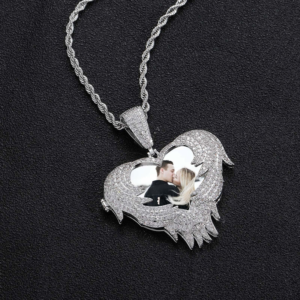 LoveShell™ – Custom Clamshell Heart Photo Pendant | Iced Out Zircon Necklace - enhanced image 7
