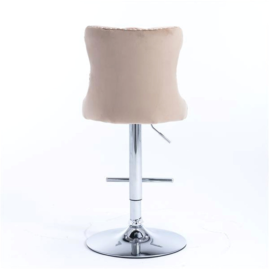 LuneluX_Home  – 2-Piece Velvet Bar Stool Set (Khaki) - enhanced image 7