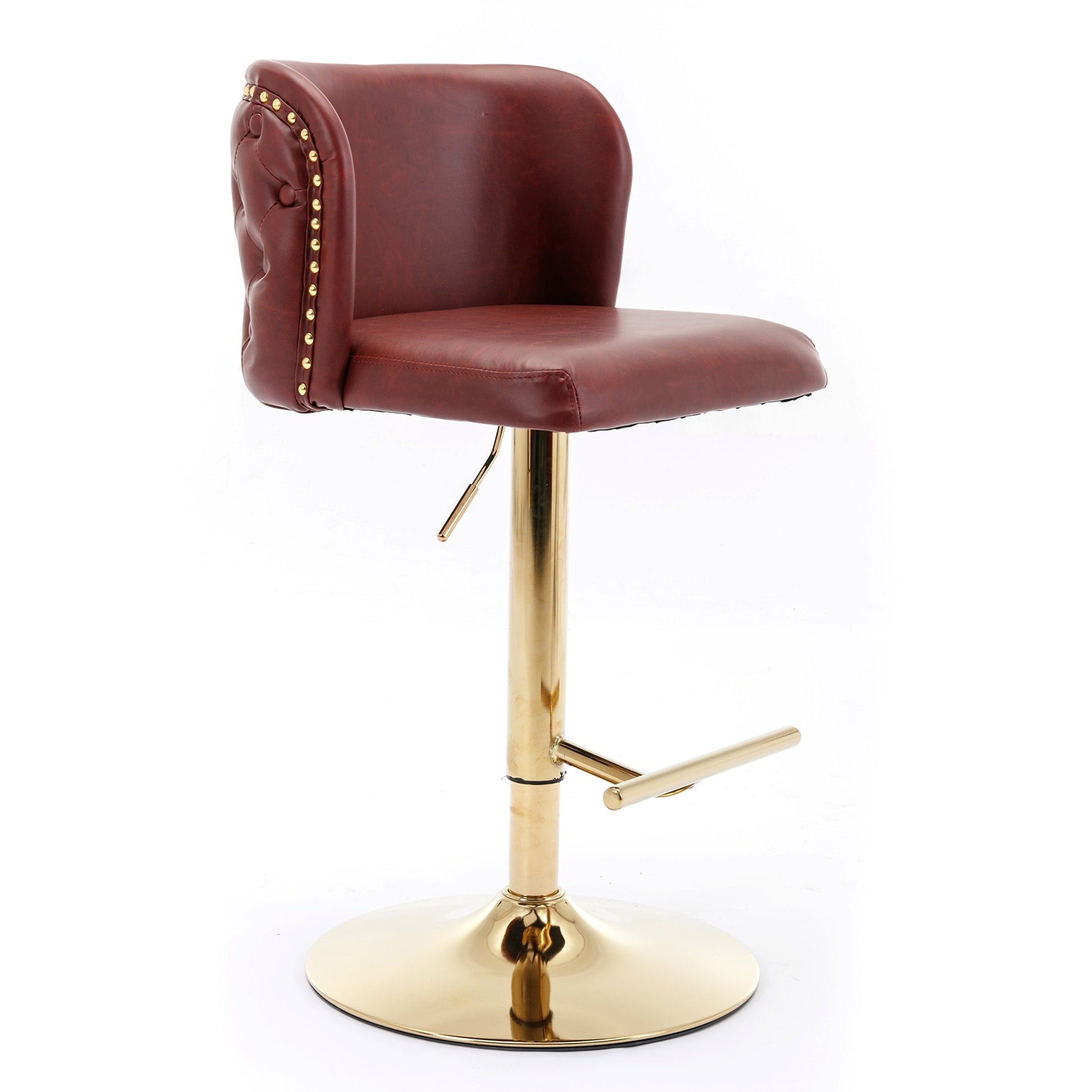 LuneluX_Home – Modern PU Leather Swivel Barstools (Set of 2, Burgundy) - enhanced image 7