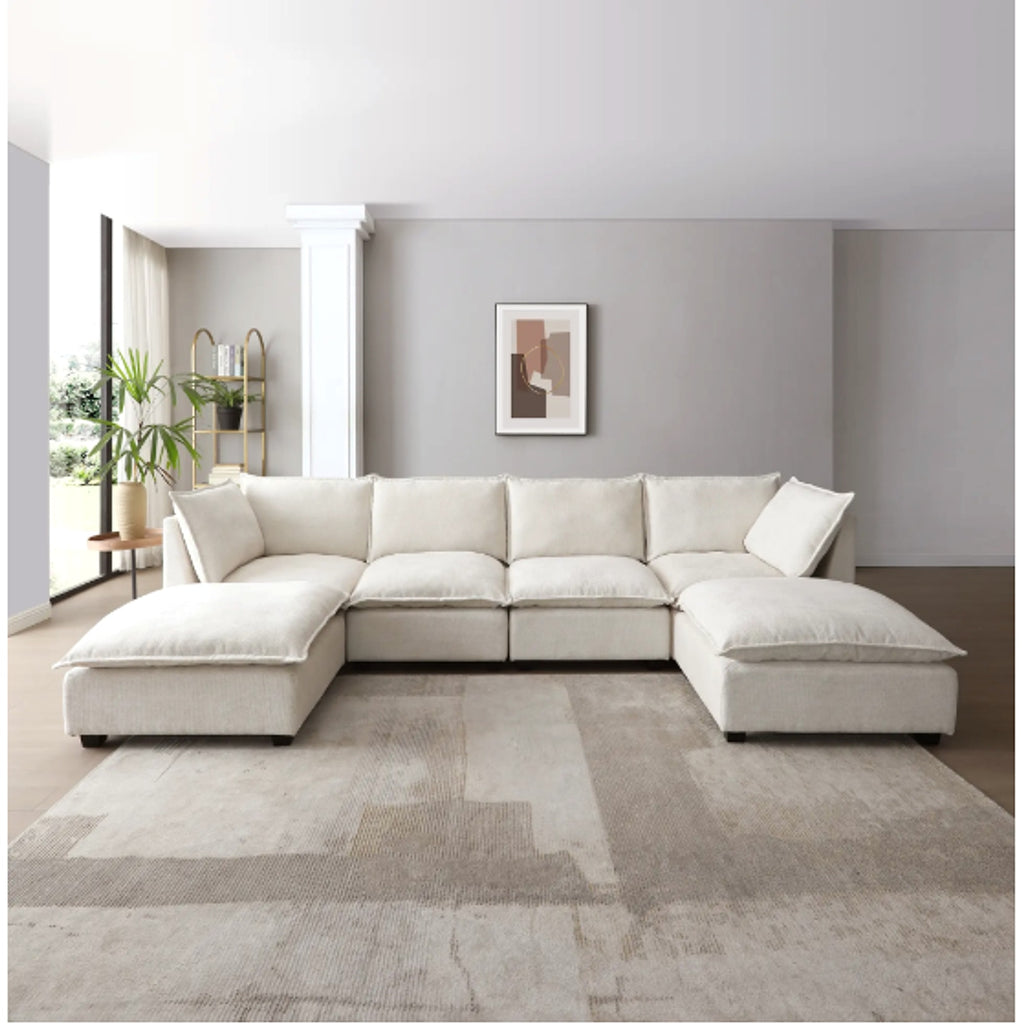 LuxeCasa™ – Modular Linen Sectional Sofa with Convertible Ottoman (US Warehouse) - enhanced image 7