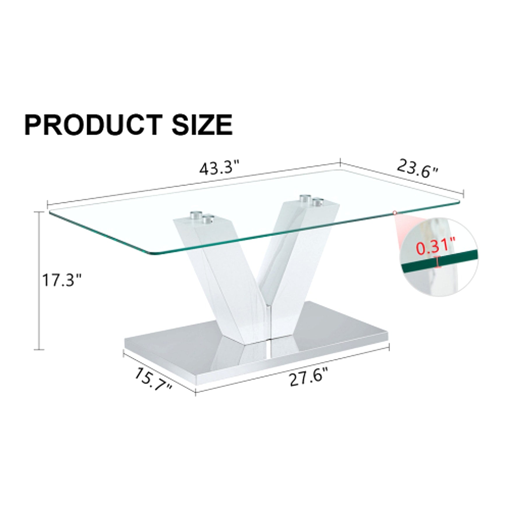 LuxeGlass™ – Modern Minimalist Coffee Table with Tempered Glass Top & Silver Pillars (US Warehouse) - enhanced image 7