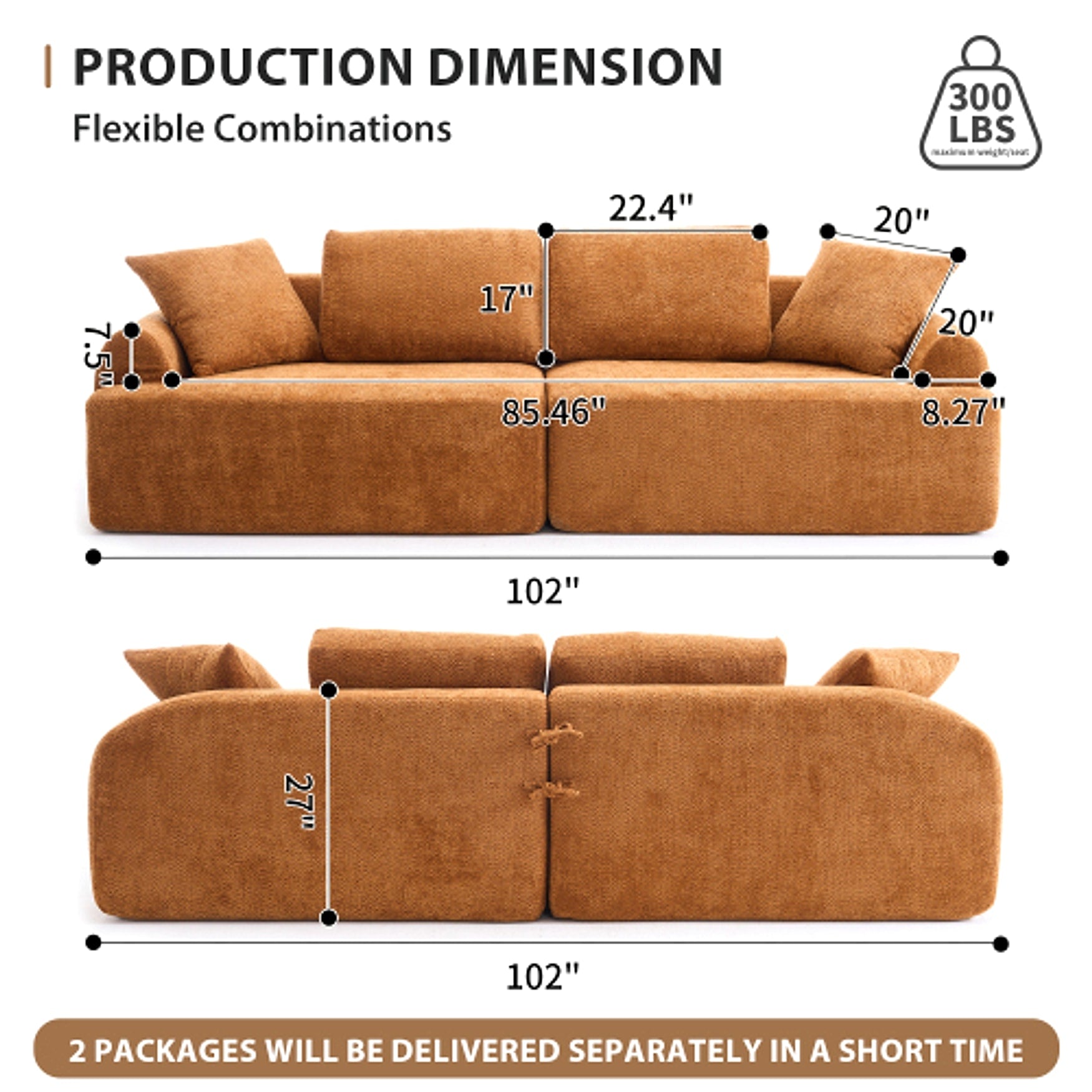 LuxeLiving™ – 4‑Seater Compression Sofa with Pillows (US Warehouse) - enhanced image 7