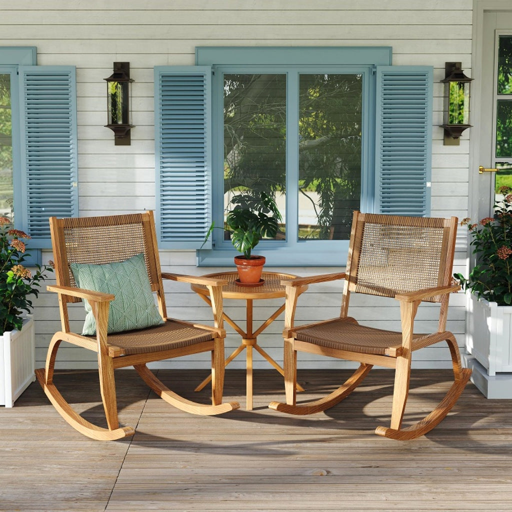 LuxePatio™ – 2‑Piece Acacia Rocking Chair Set for Outdoor & Garden Use (US Warehouse) - enhanced image 7