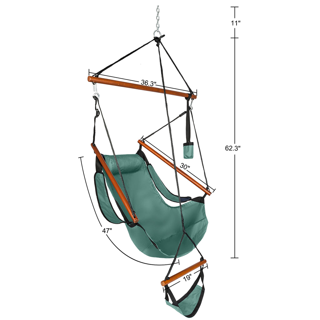 LuxeSwing™ – Oxford Hanging Chair with Wooden Bar & Cup Holder, Green (US Warehouse) - enhanced image 7