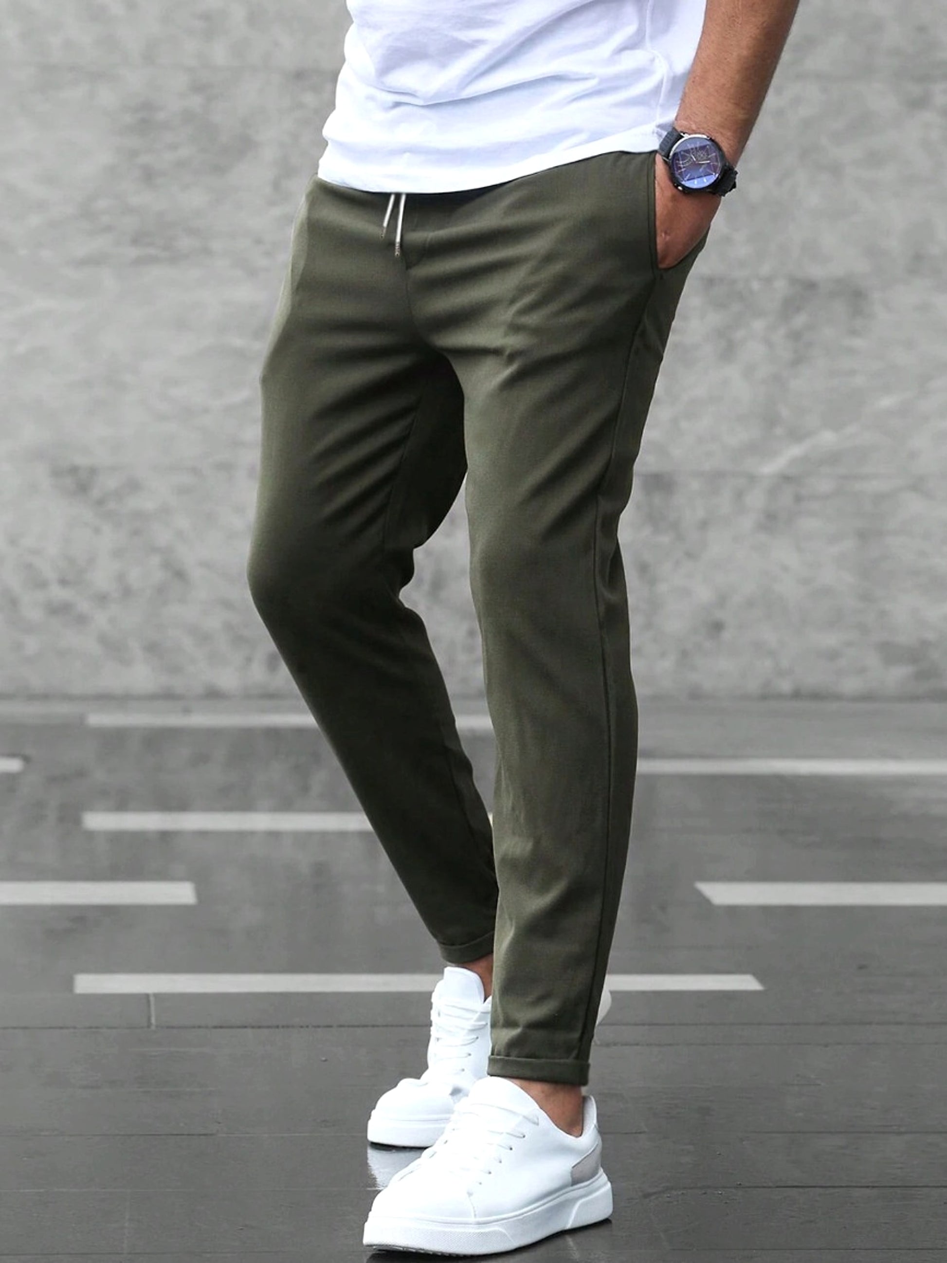 Men’s Slim Fit Casual Pants With Drawstring & Pockets - enhanced image 7