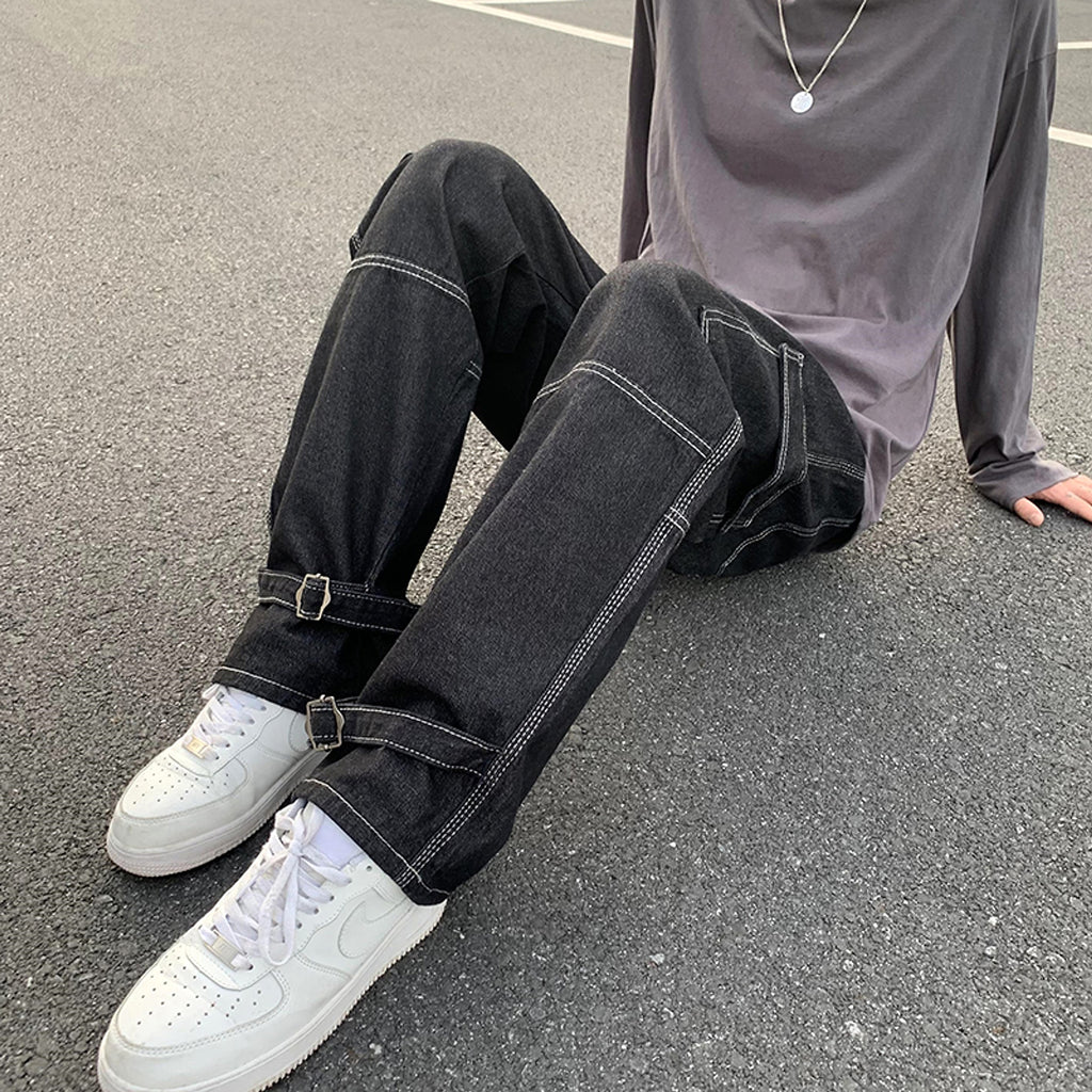 Men Wide Leg Jeans Hip Hop Casual - enhanced image 7