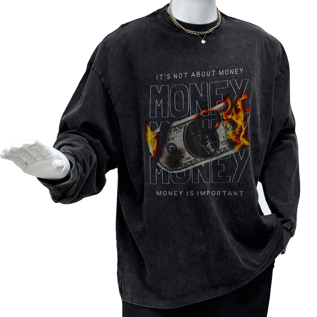 Men's American-style Retro Washed Distressed T-shirt - enhanced image 7