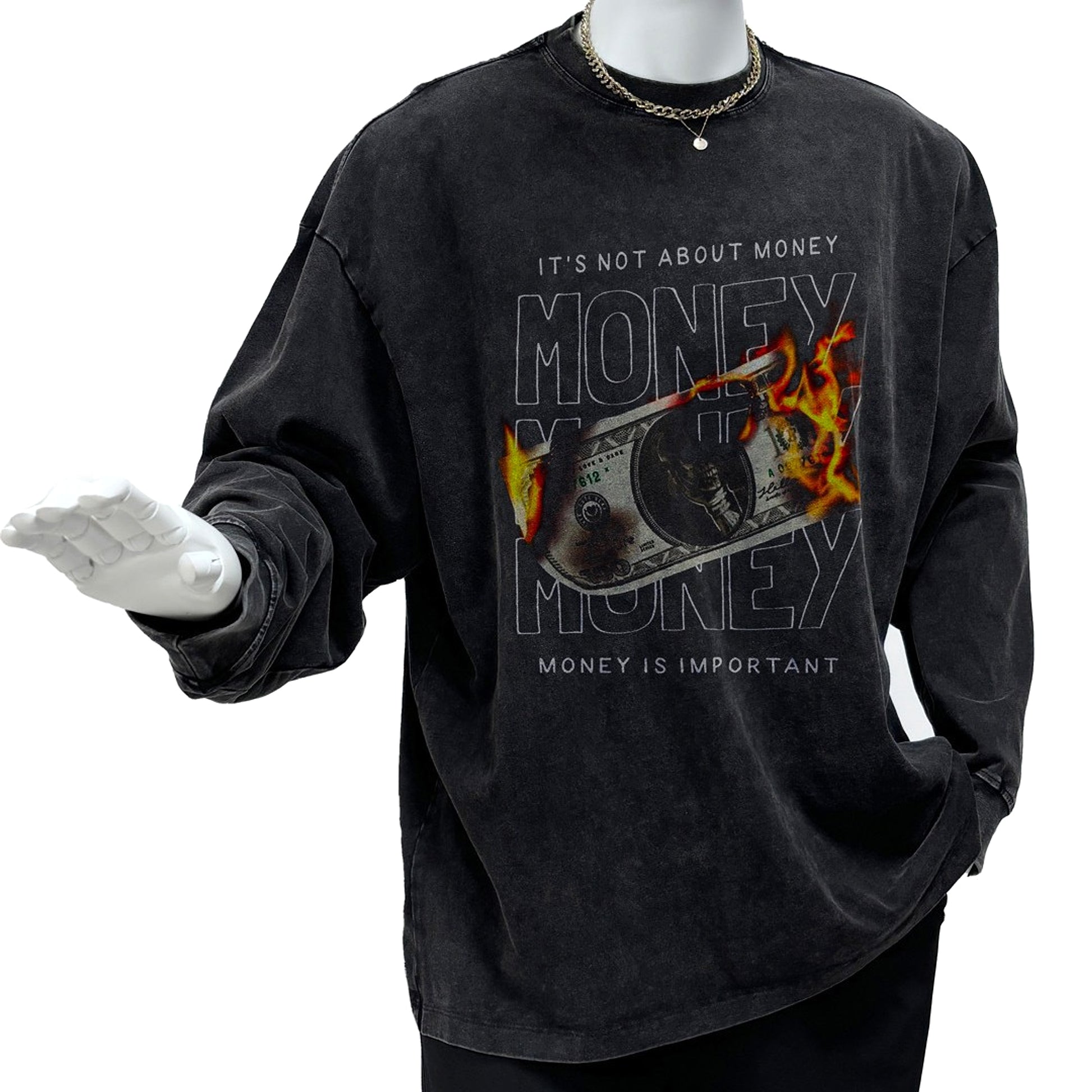 Men's American-style Retro Washed Distressed T-shirt - enhanced image 7