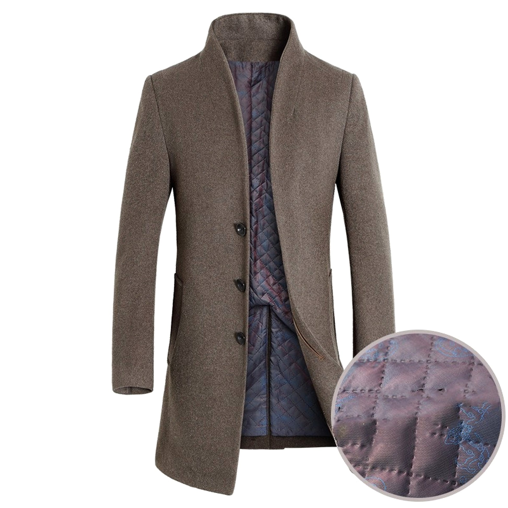 Men's casual woolen trench coat - enhanced image 7