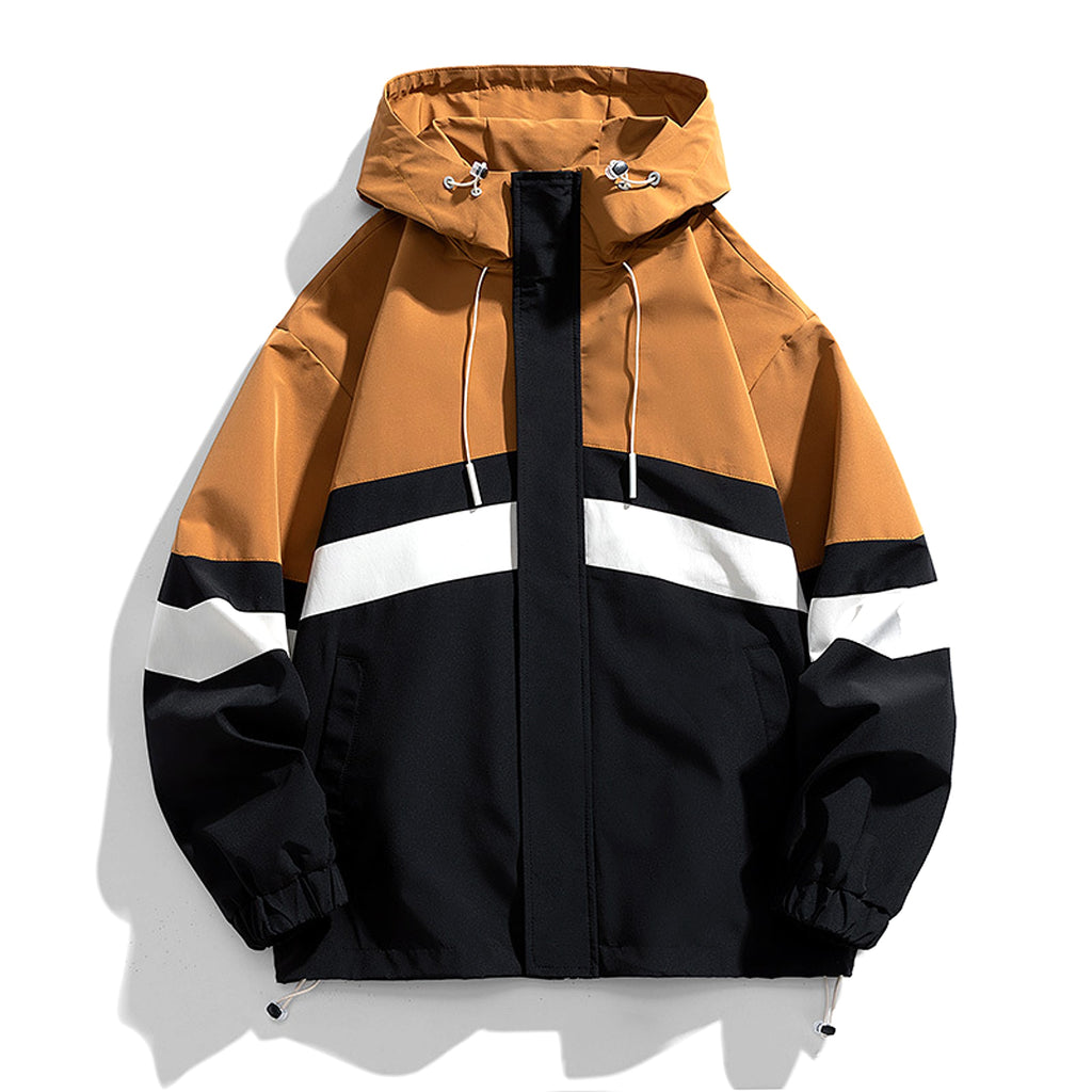 Men's Colorblock Hooded Loose Jacket Coat - enhanced image 7