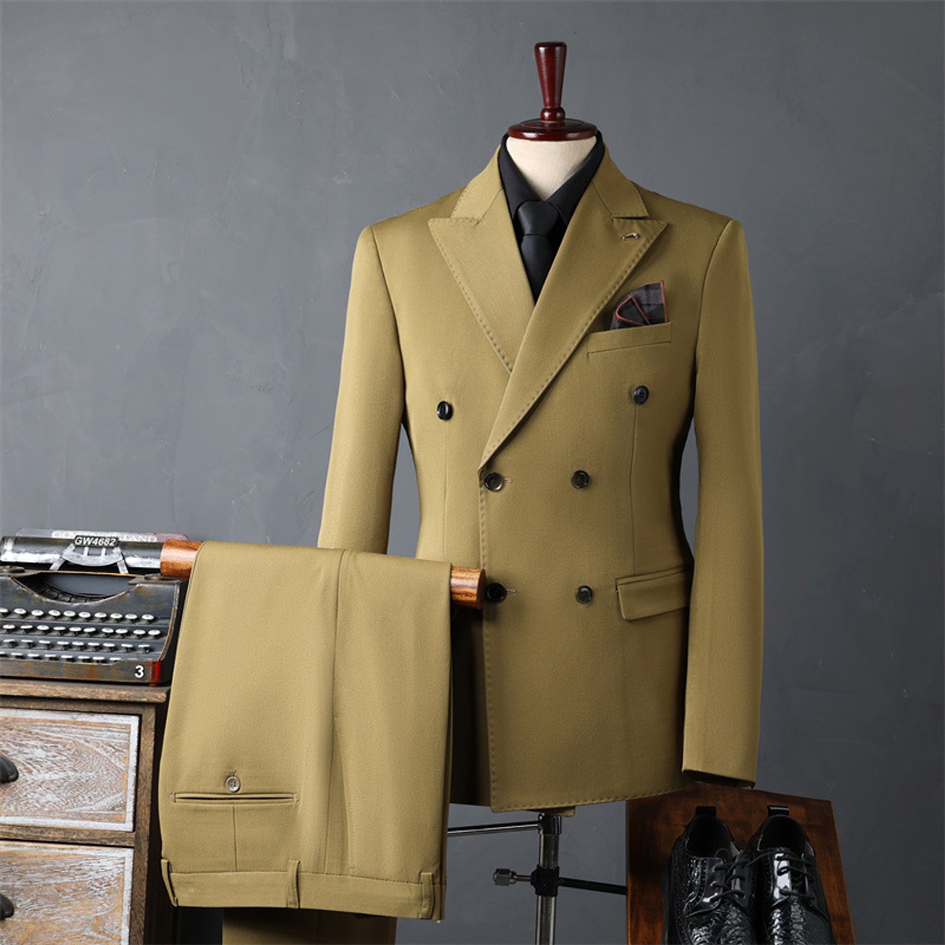 PrestigeForm™ – Men’s Double-Breasted Business Suit Set - enhanced image 7