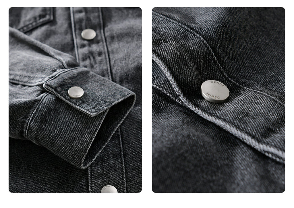 Men's Fashion Retro Denim Long-sleeved DressShirt - enhanced image 7