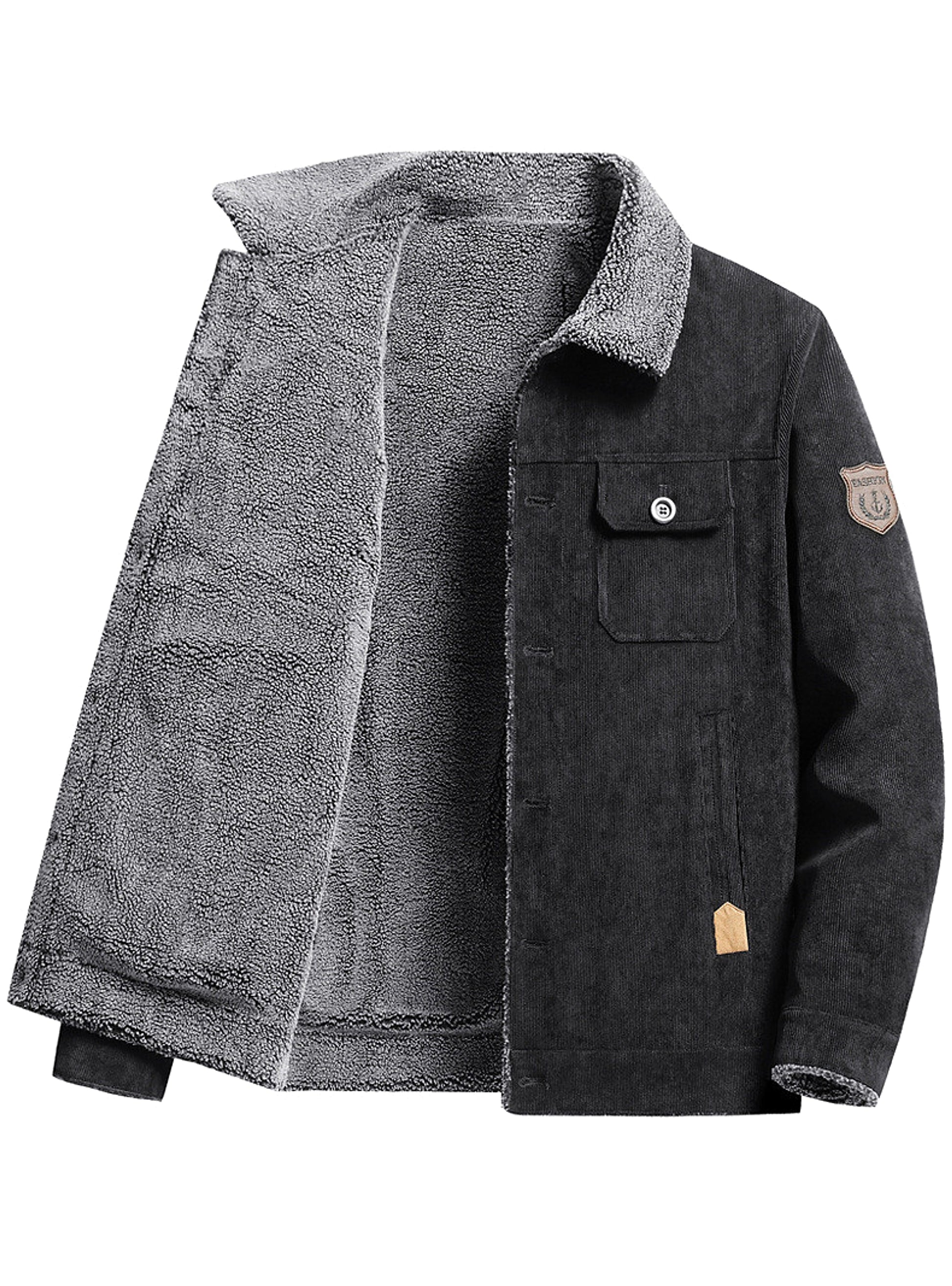 A.1 Men's Fleece-lined CottonCasual Jacket Coat Lambswool - enhanced image 7