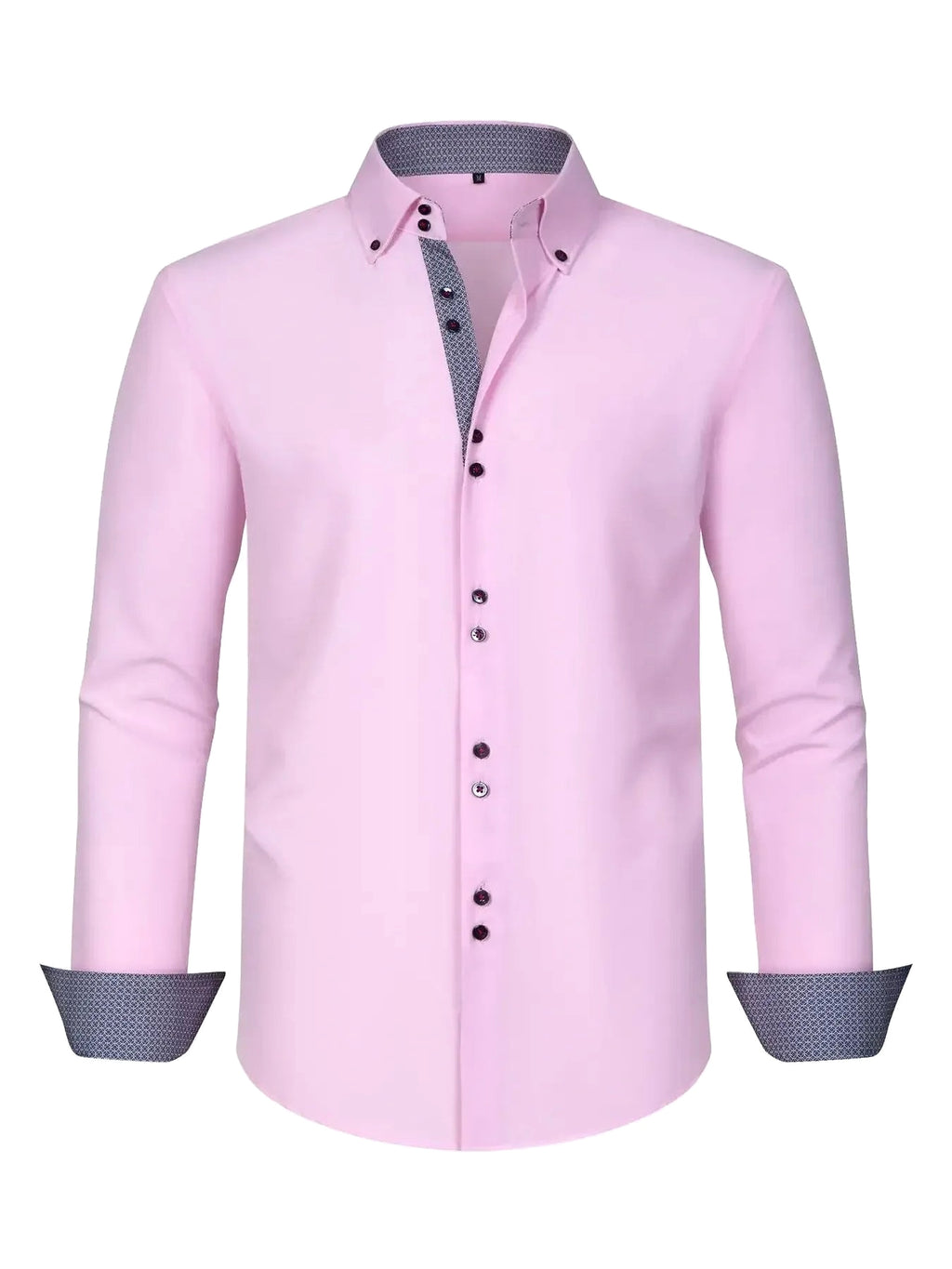 Men's Full Size Button-Down Casual Shirt with Contrast Cuffs Plus Size - enhanced image 7