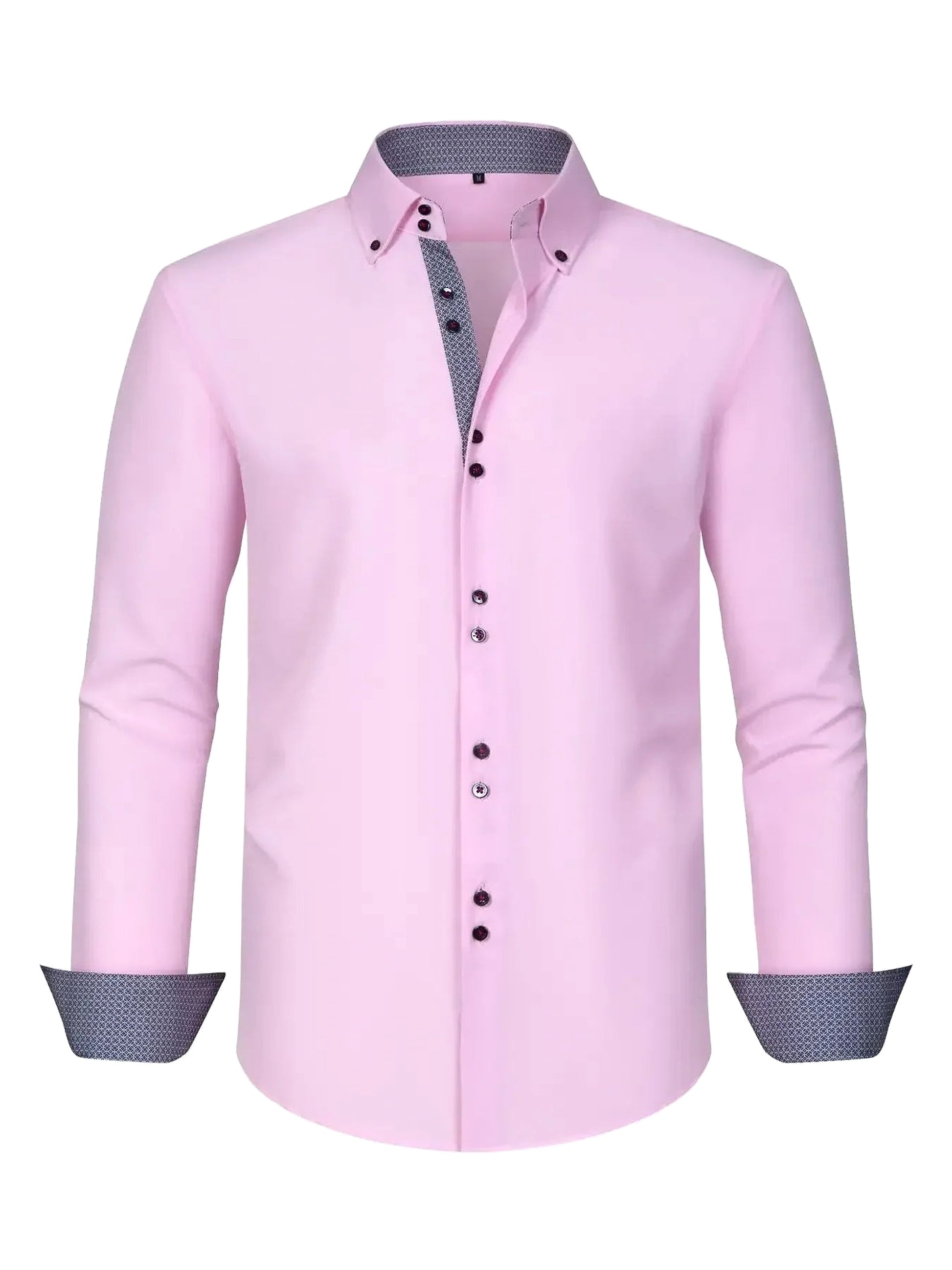 Men's Full Size Button-Down Casual Shirt with Contrast Cuffs Plus Size - enhanced image 7
