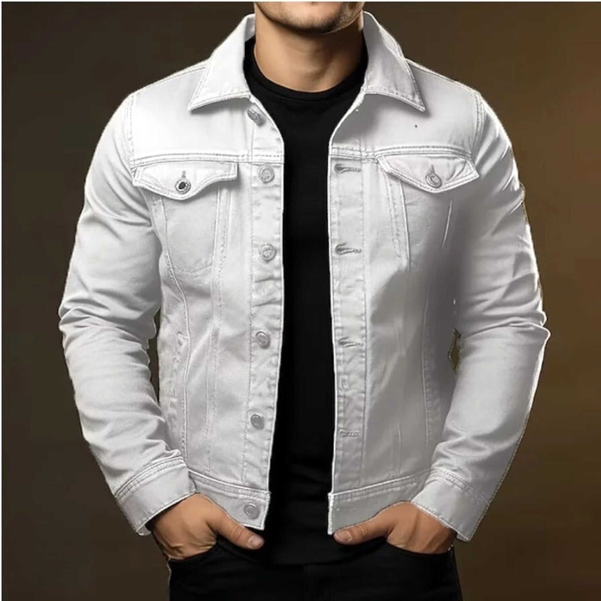 Men's Jacket Denim Coat Tooling Solid Color Thick Coat - enhanced image 7