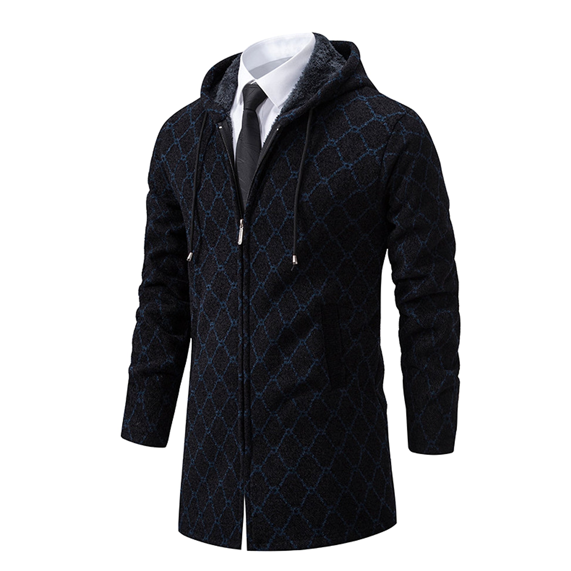 Men's Mid-length Sweater Fashion Casual Hooded Coat - enhanced image 7
