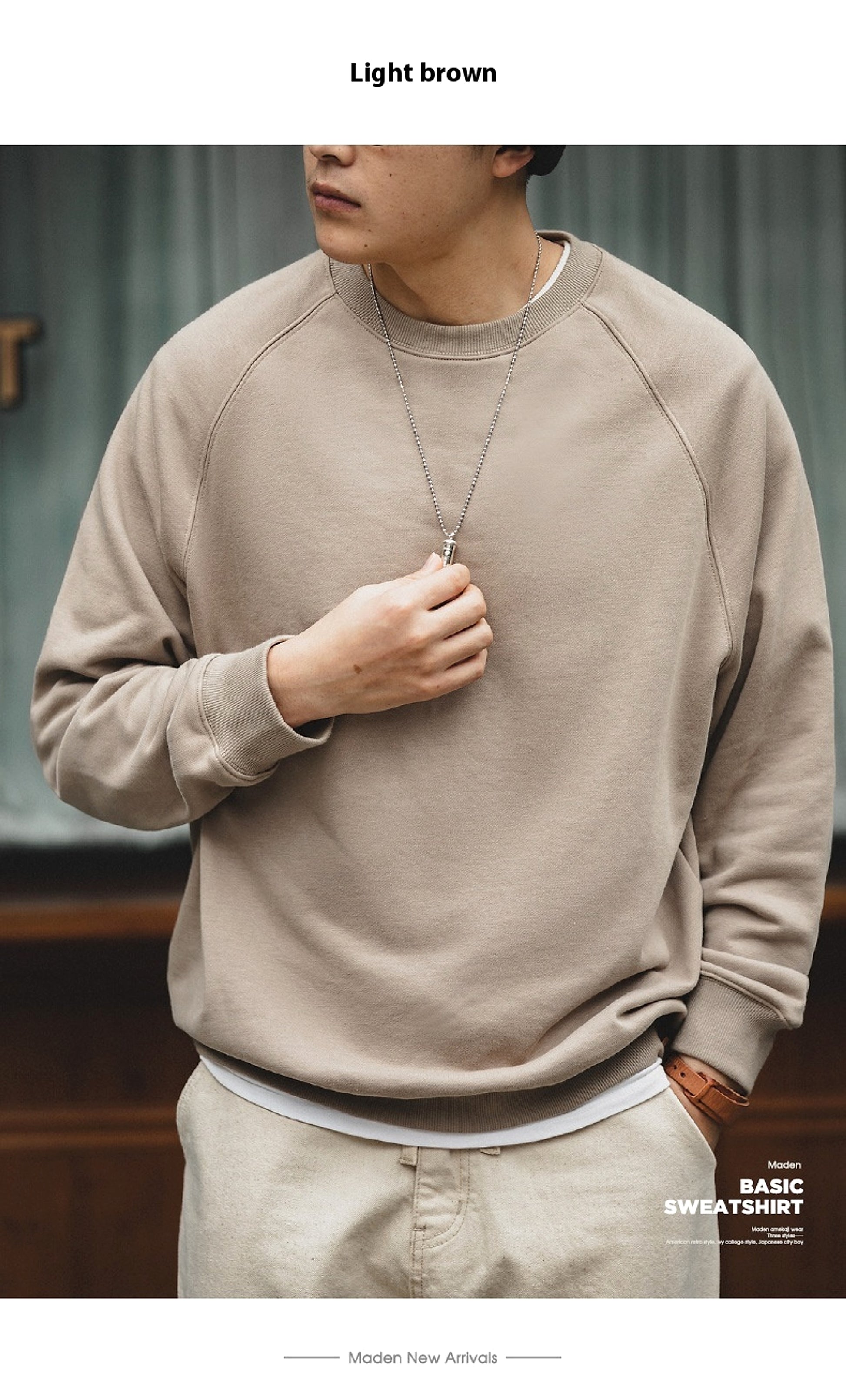 Men's Retro Washed Heavy Fabric Crewneck Sweater – Vintage Casual Style - enhanced image 7