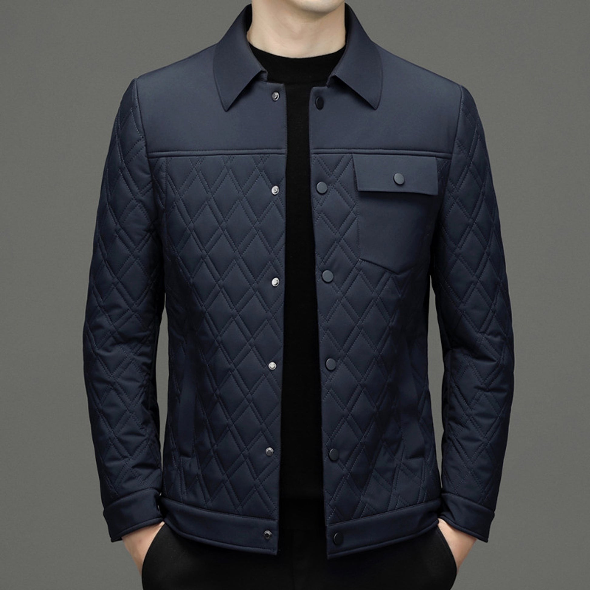 Men's Simple Casual Cotton-padded Jacket With Mulberry Silk - enhanced image 7