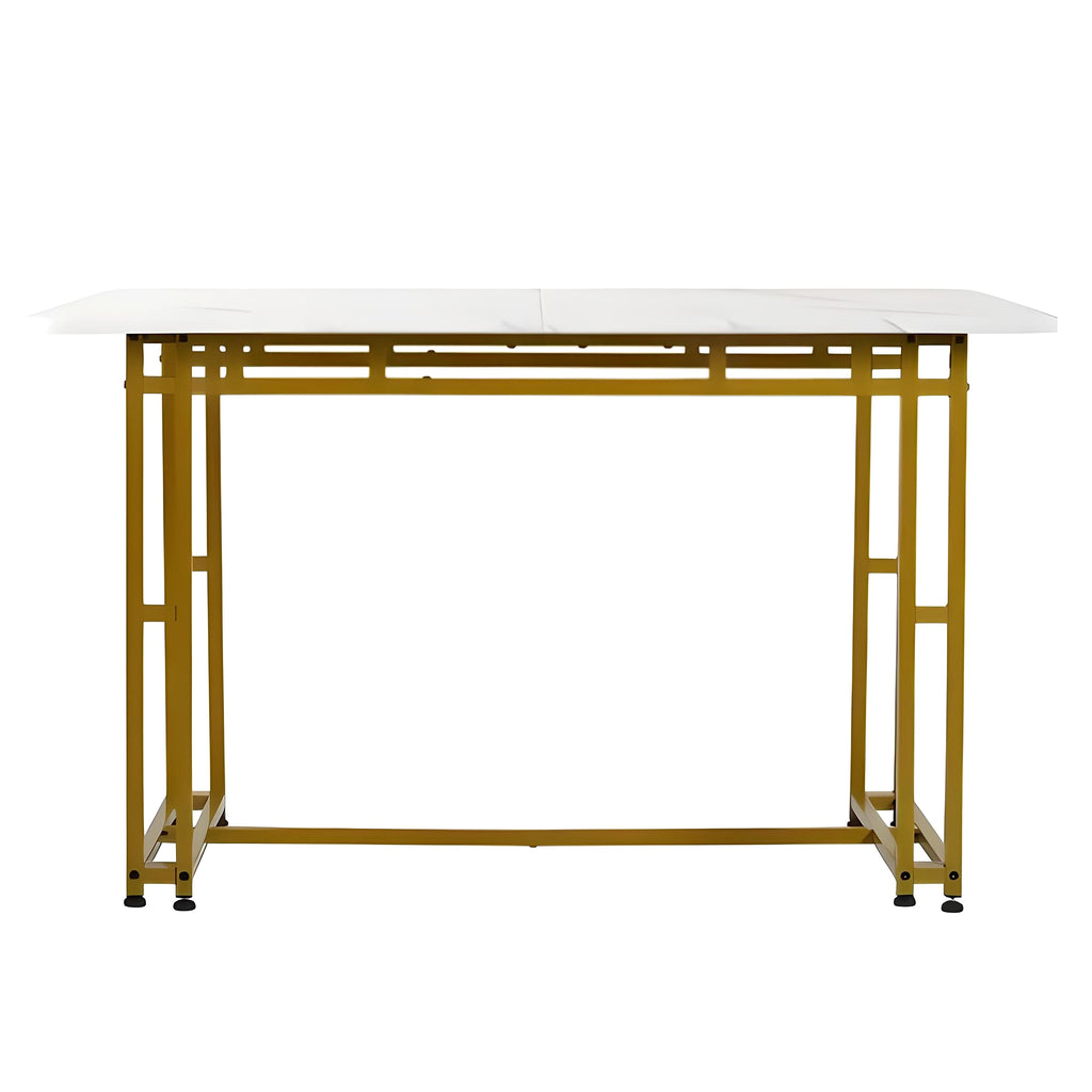 LuneluX_Home – Modern Rectangular Dining Table with Golden Metal Frame (120×70 cm) - enhanced image 7