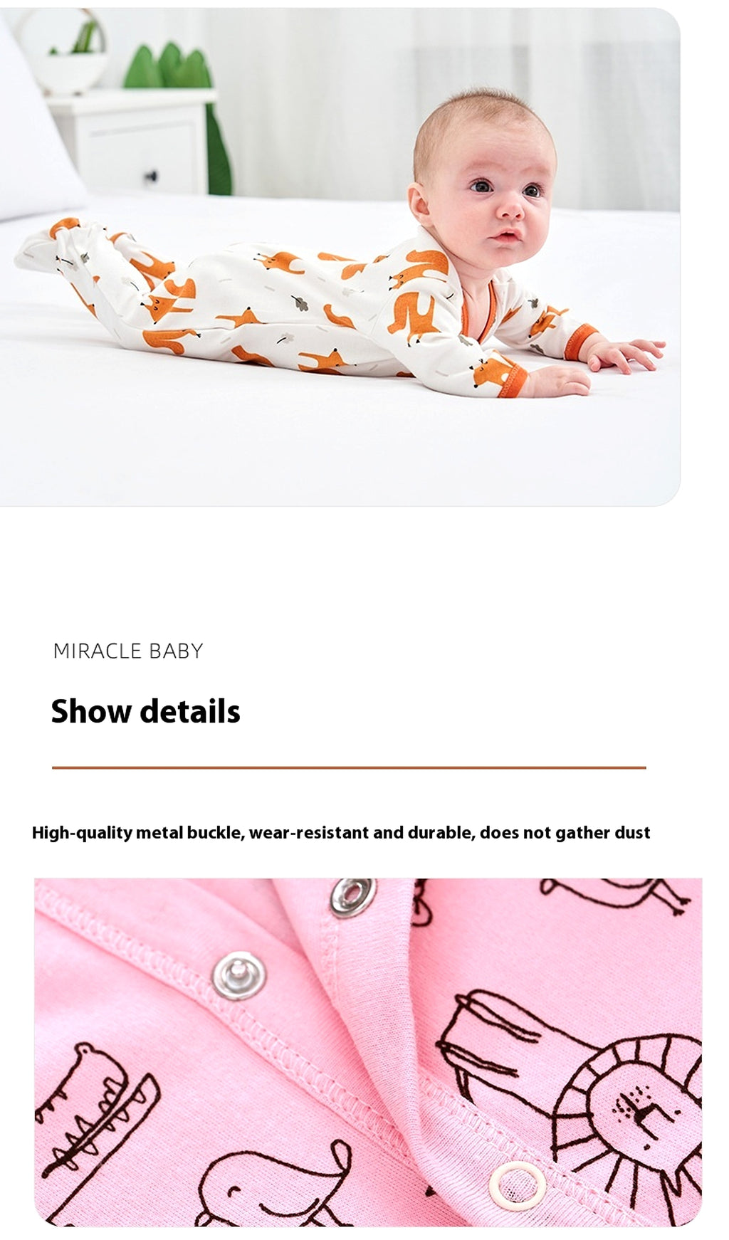 MiniSnug™ – Long Sleeve Baby Romper with Animal Print - enhanced image 7