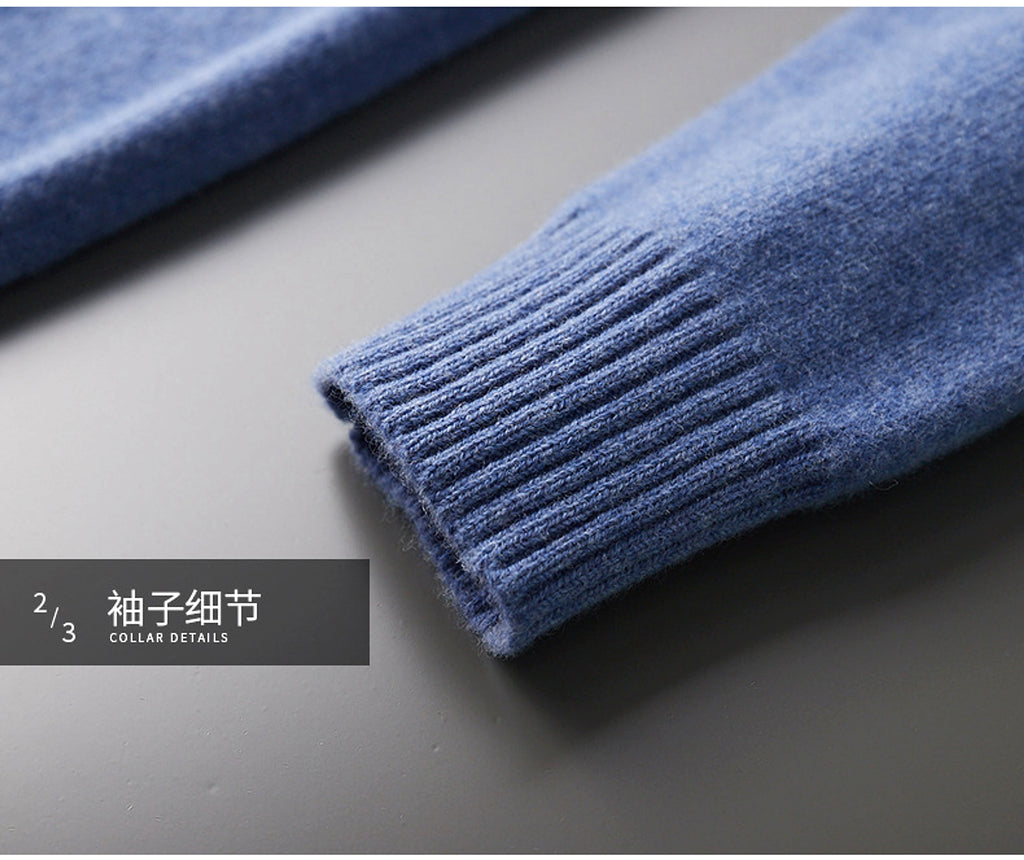 Mock Neck Sweater Men's Pure Wool - enhanced image 7