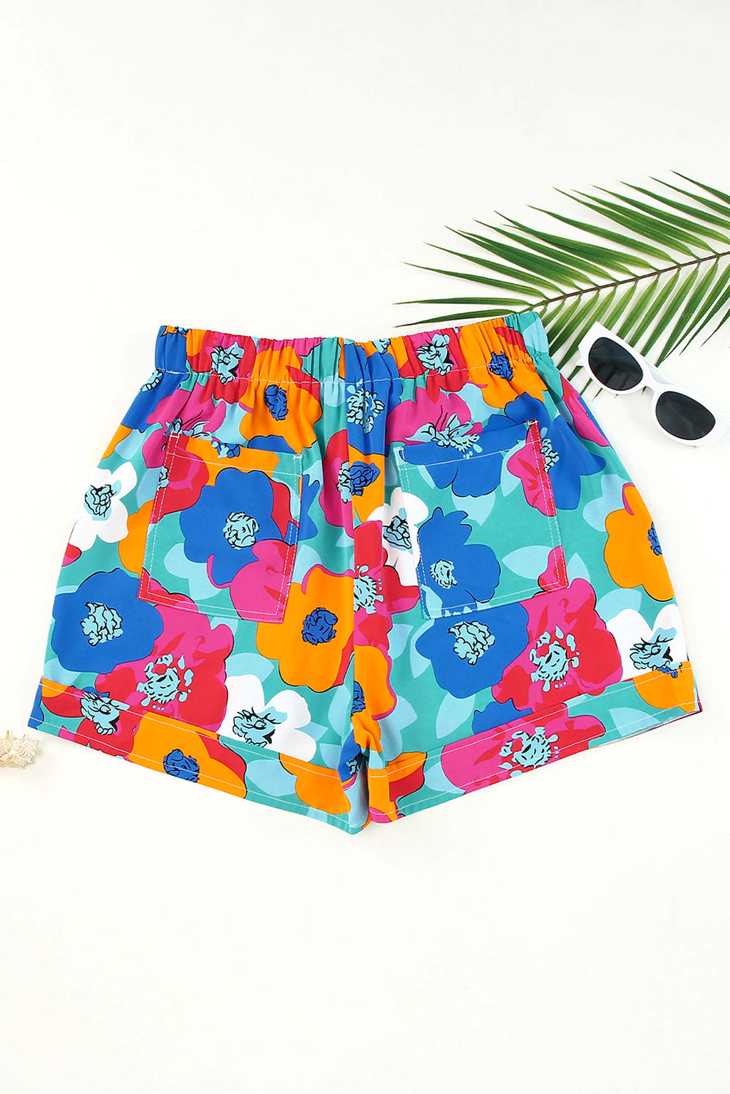 Multicolor Floral Print Drawstring Elastic Waist Casual Shorts - enhanced image 7