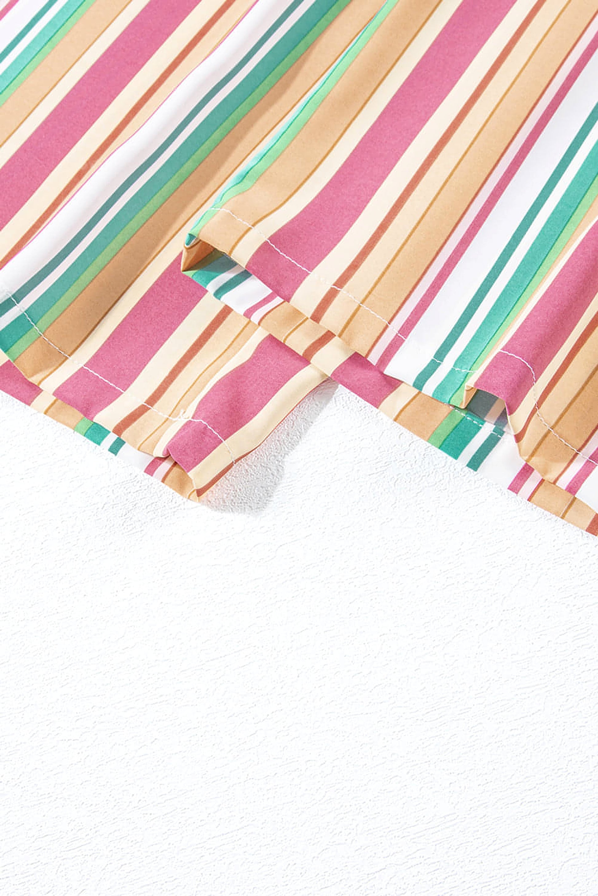 Multicolor Striped Smocked High Waist Wide Leg Pants - enhanced image 7