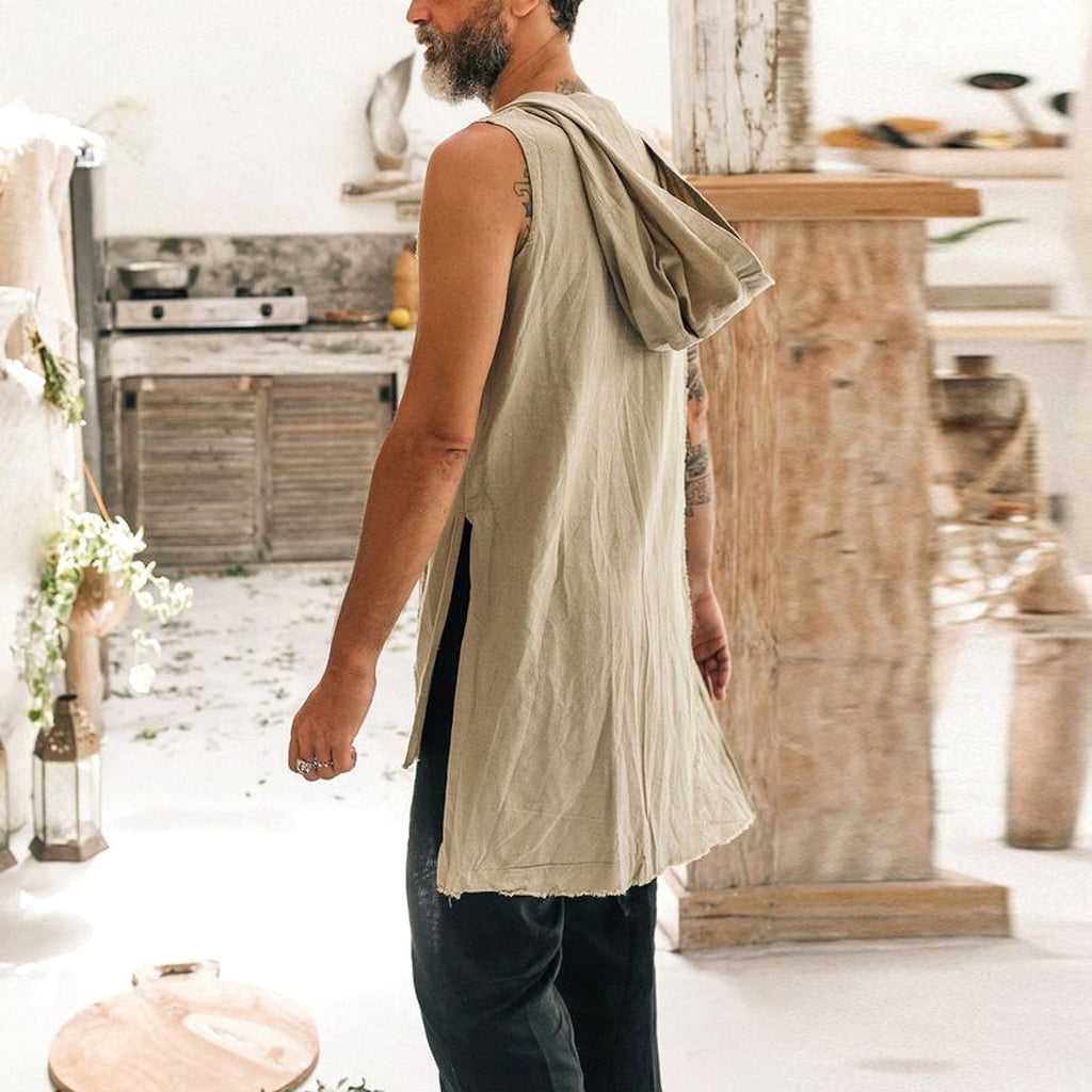 Multicolor Waistcoat Cotton And Linen Washing Vest Sleeve-Less DressShirt Men - enhanced image 7