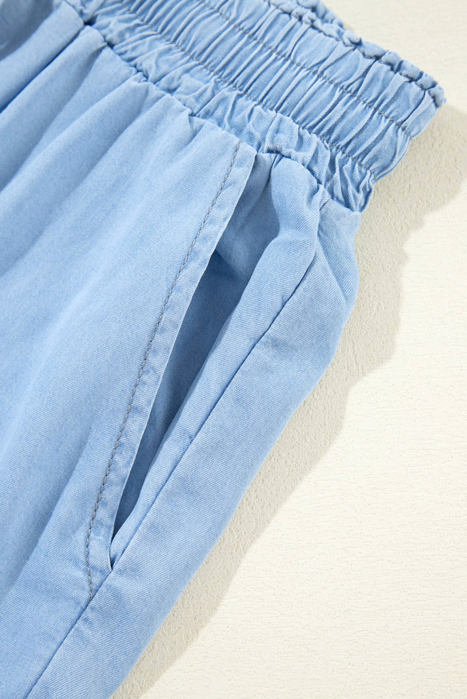 Myosotis Drawstring High Waist Wide Leg Denim Pants - enhanced image 7