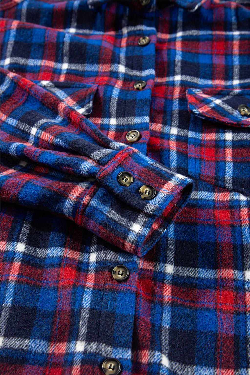 Navy Blue Plaid Flap Pocket Button Up Shacket - enhanced image 7