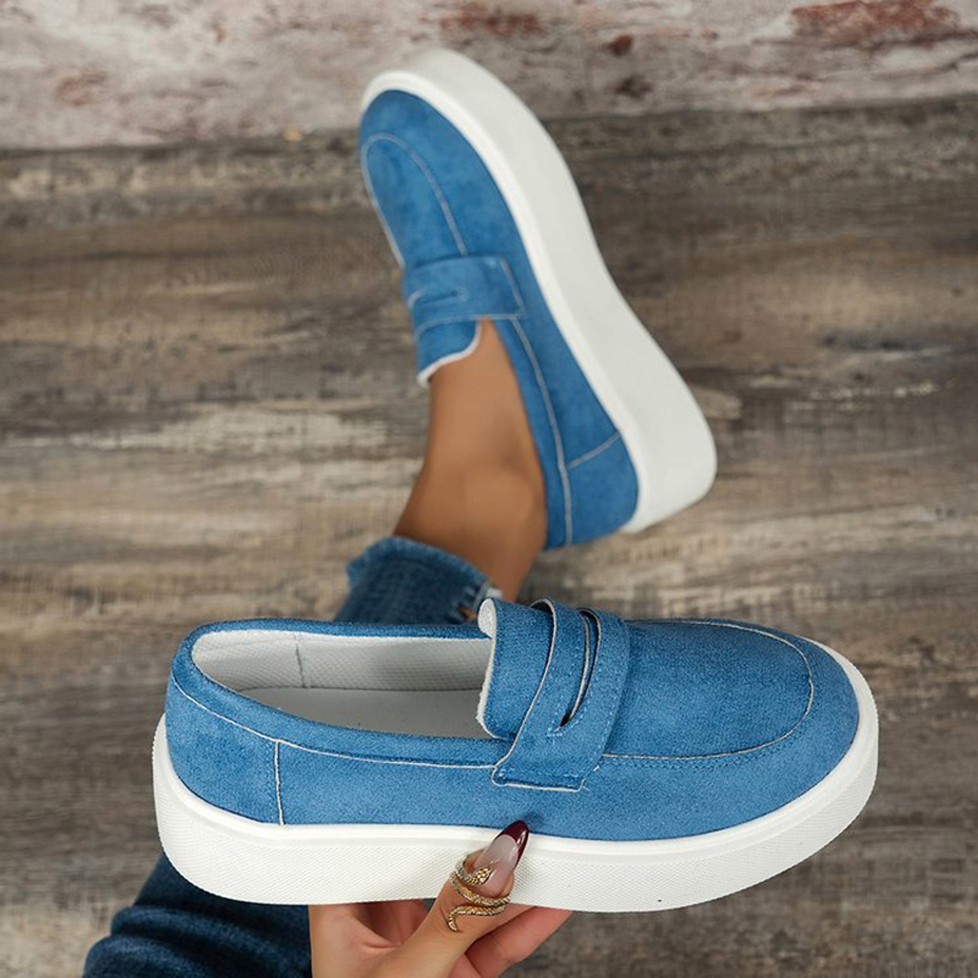 New Loafers Platform Round Toe Slip-on Shoes For Women Outdoor Casual Walking Shoes - enhanced image 7